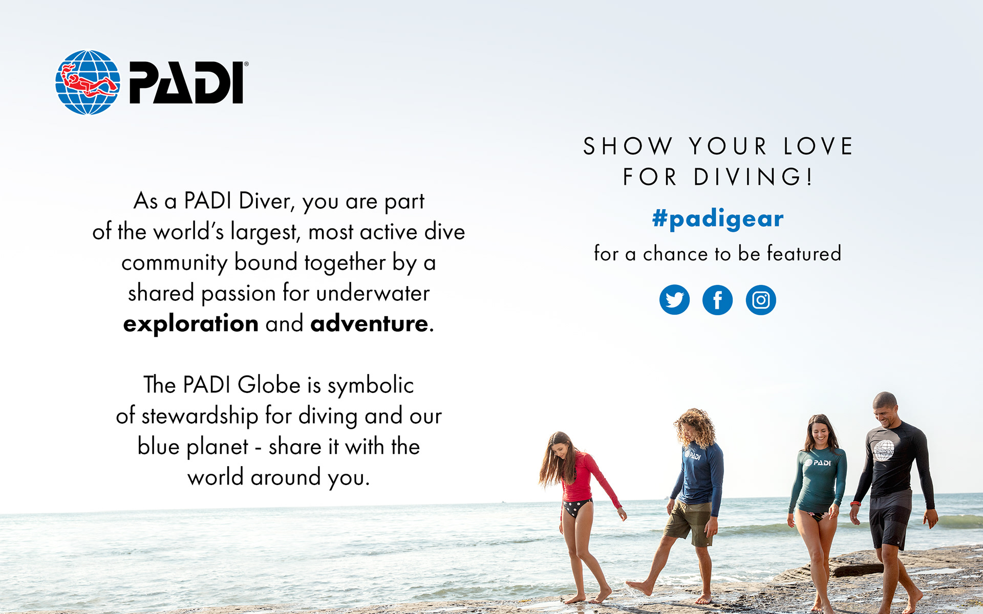 Printed card placed in all PADI Gear order packages.