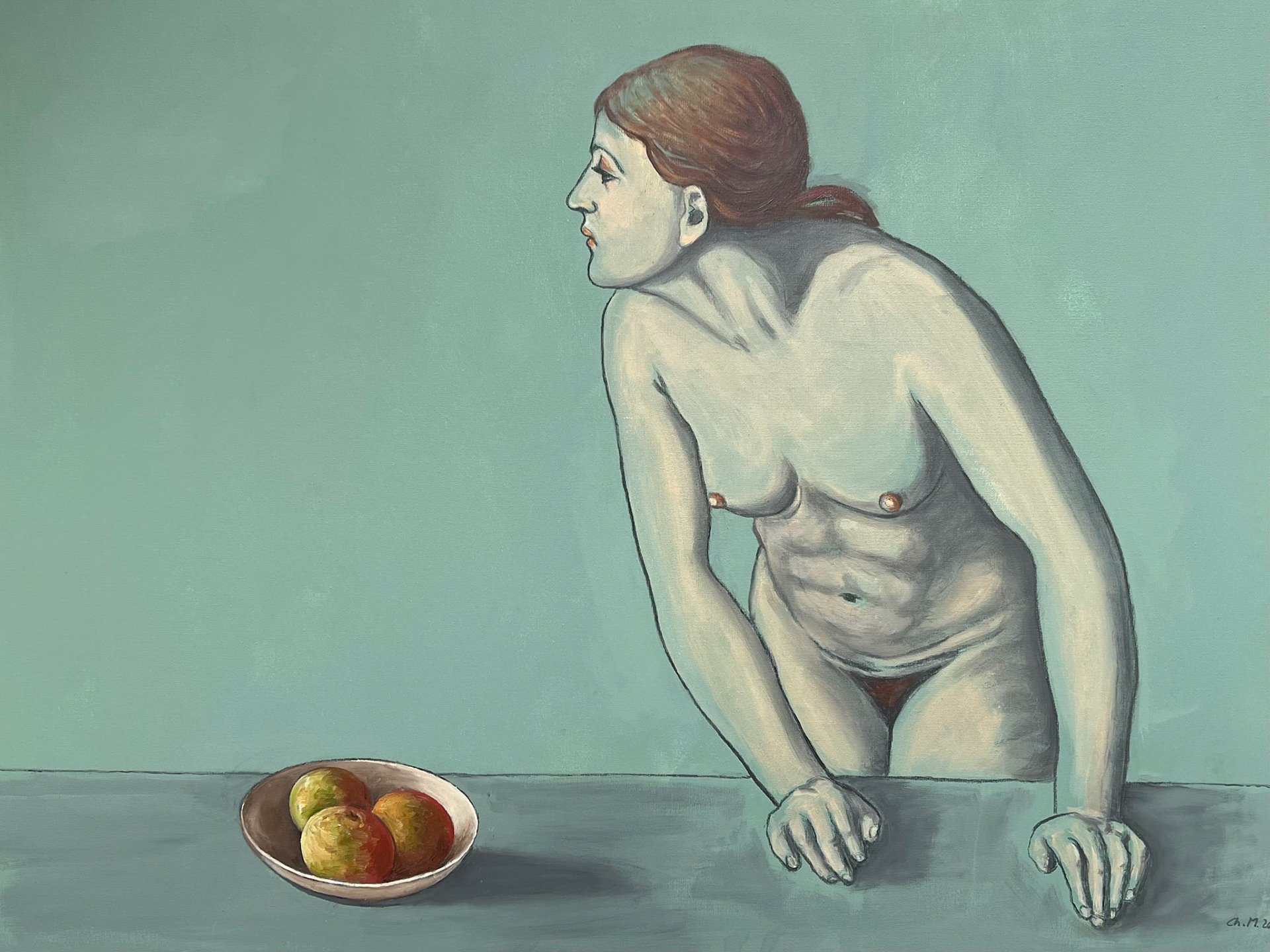 Das Geeimnis der Magd, 2023, Öl auf Leinwand,, 80x100cm