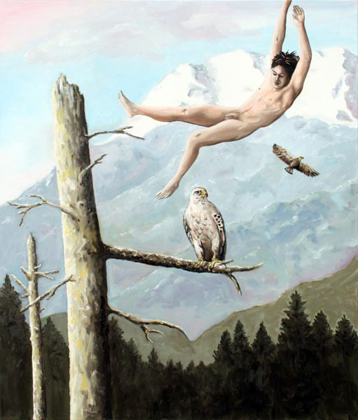 Alpenflieger, 2008, Öl auf Leinwand, 140 x 120 cm.