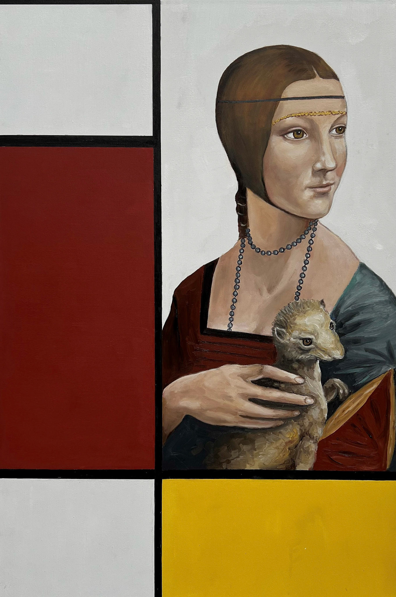 Leonardo meets Mondrian, 2022, Öl auf Leinwand, 90x60cm