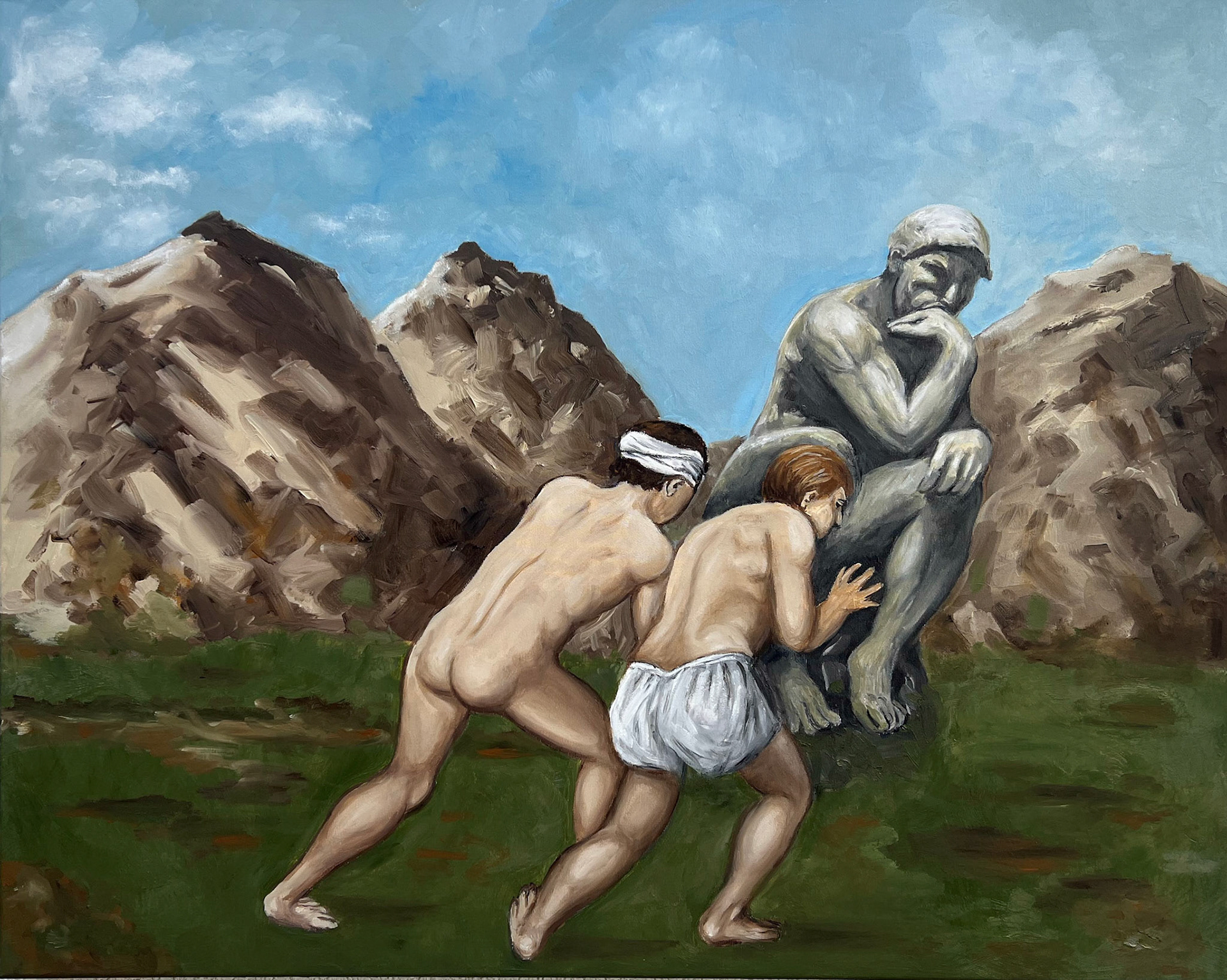 Die Abschaffung des Denkens, 2023, Öl auf Leinwand, 80x100cm