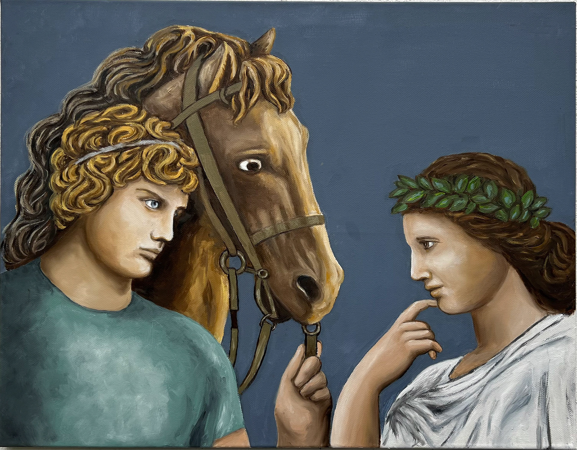 Antinous und Kalliope, 2024, Öl auf Leinwand, 70x90cm