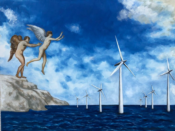 Dädalus und Ikarus, 2020, Öl/Leinwand, 80x120 cm