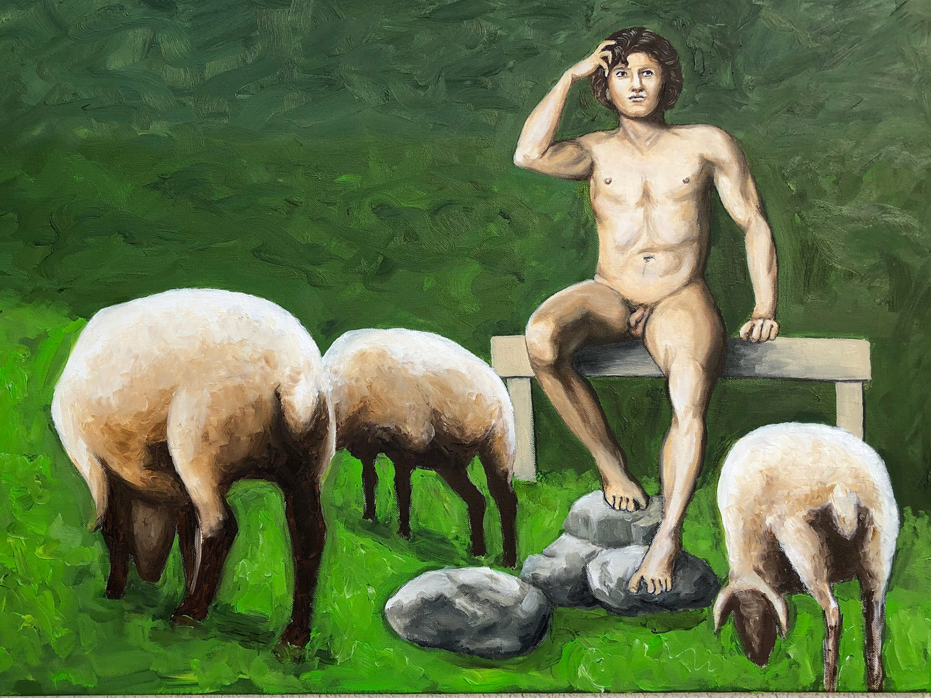 Der schöne Schäfer, 2020, Öl auf Leinwand, 70 x 90 cm