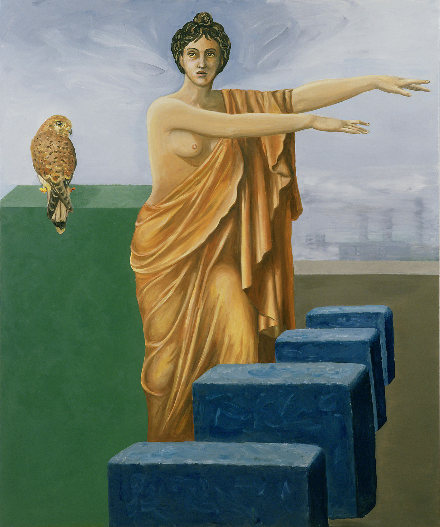 Die Flucht der Muse, 2004, Öl auf Leinwand, 120x100cm