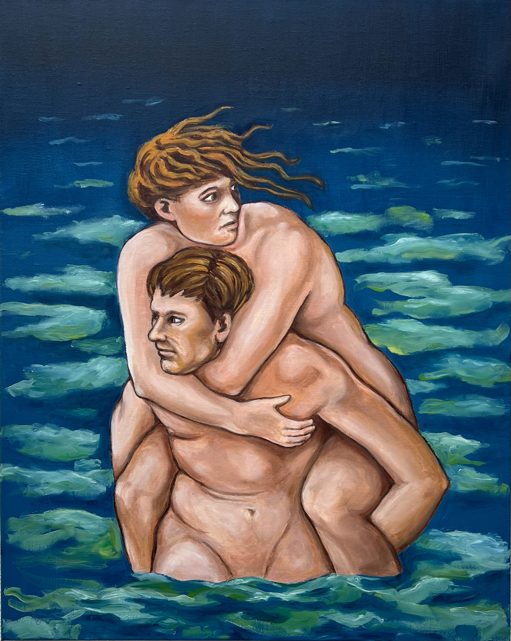Auf der Flucht, 2025, Öl auf leinwand, 100x80cm