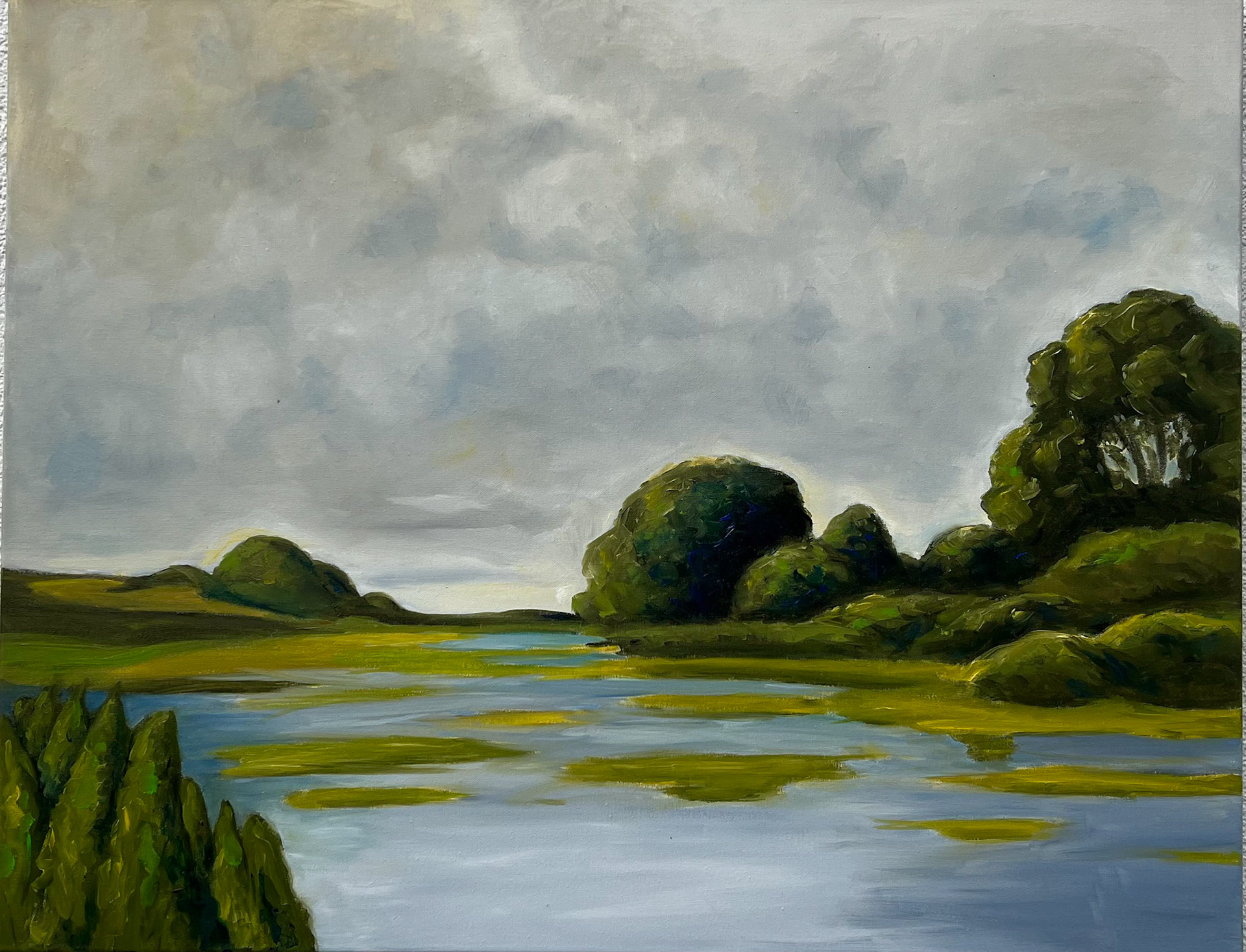 Kleine Seenlandschaft, 2023, Öl auf Leinwand, 80x100cm