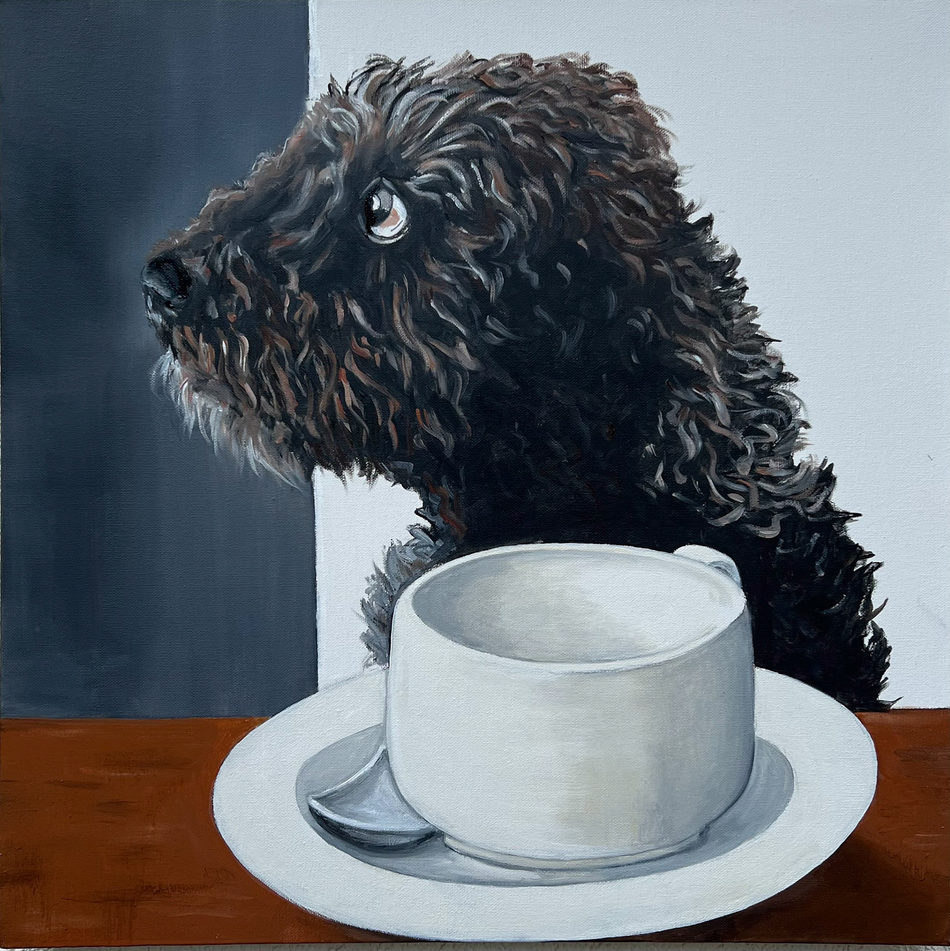 Emma, 2024, Öl auf Leinwand, 60x60x4 cm