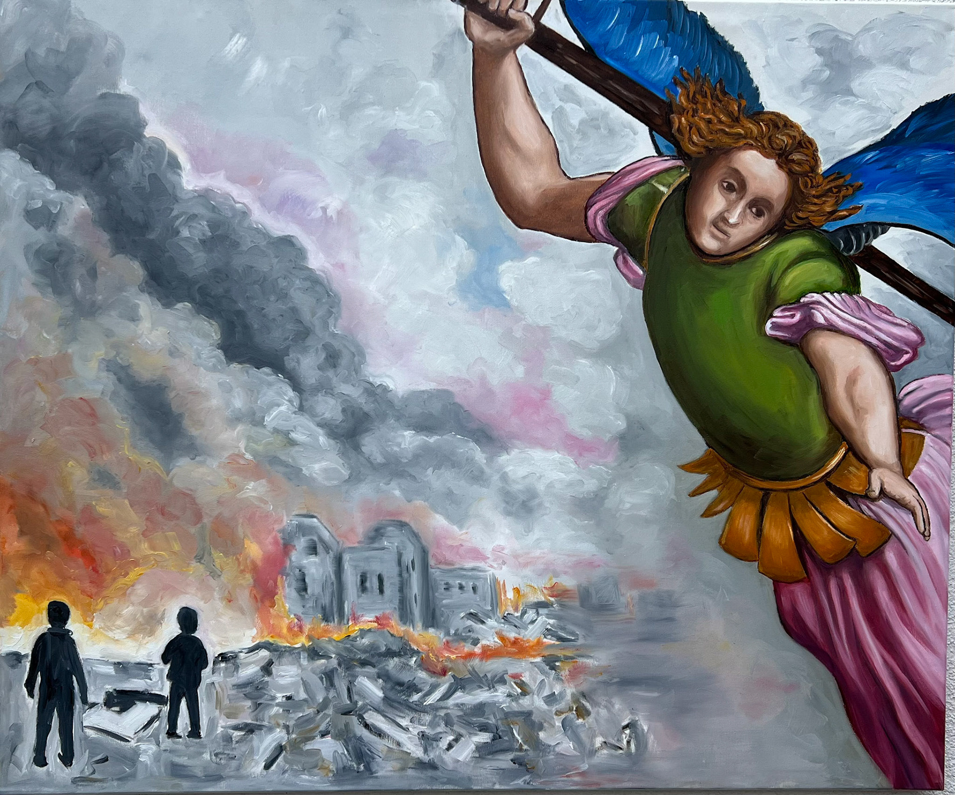 Racheengel, 2024, Öl auf Leinwand, 100x120cm