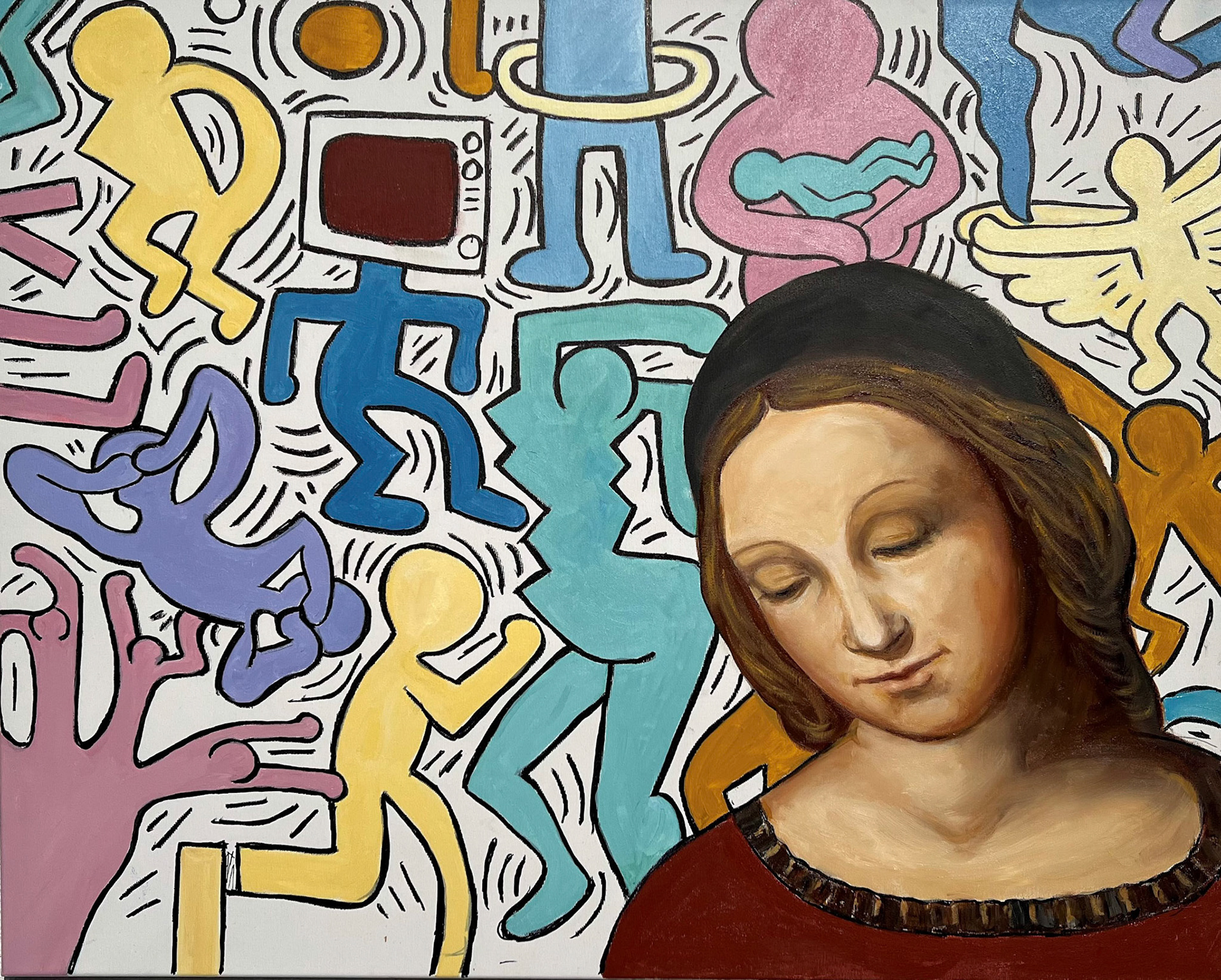 Raffael meets Keith, 2022, Öl auf Leinwand, 80x100cm