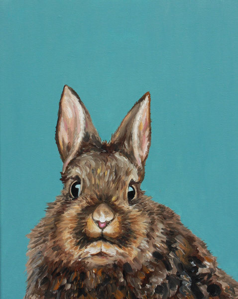 Schreckhaftes Kaninchen, 2018, Öl auf Leinwand, 70 x 100 cm