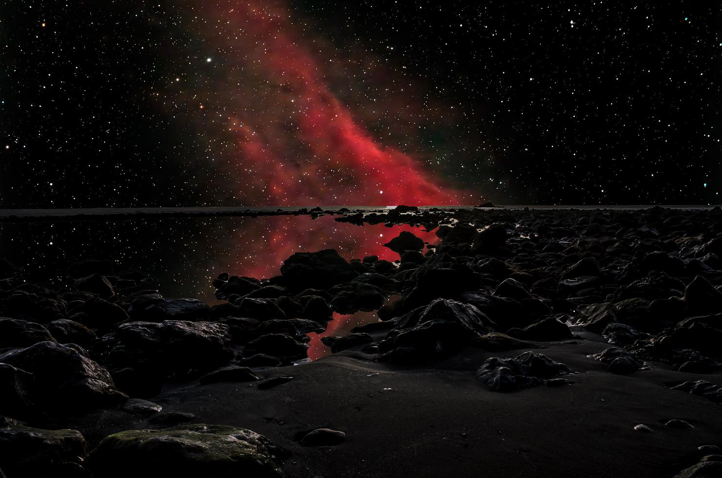 composicion nebulosa california con charco la Condesa, La Gomera