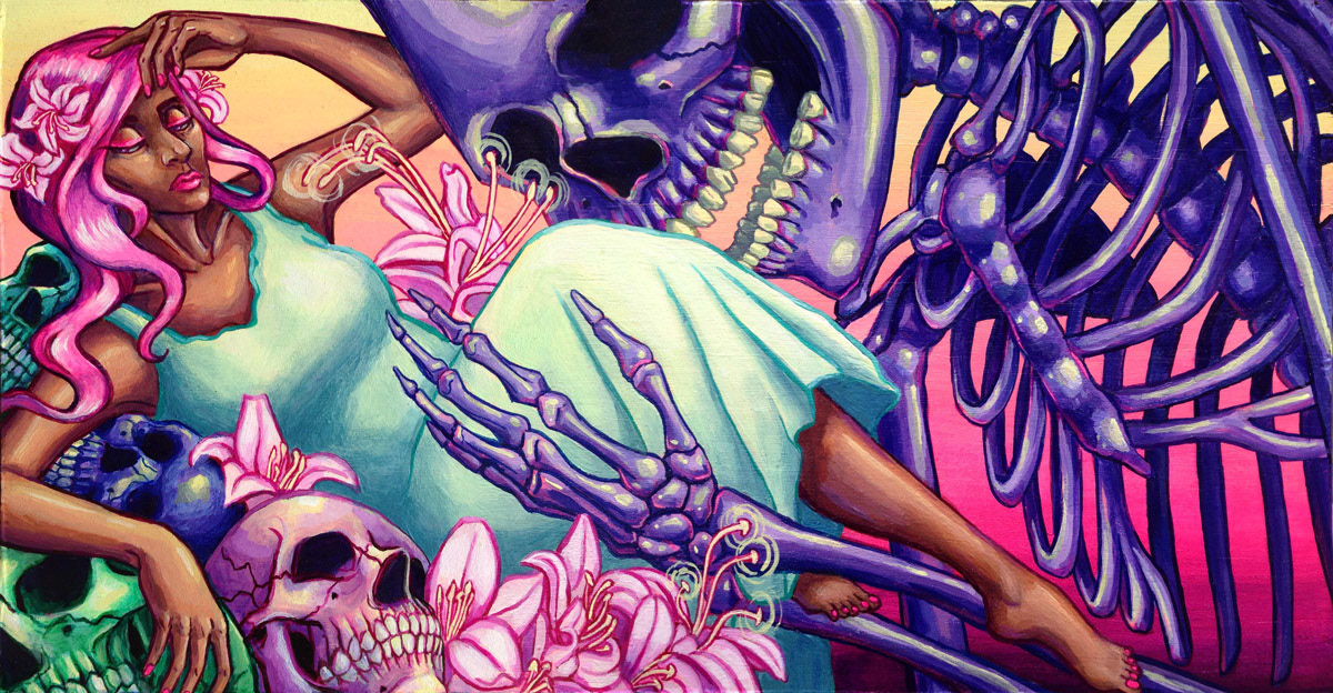 Final Greeting /© Megan Frauenhoffer / acrylics on wood panel.