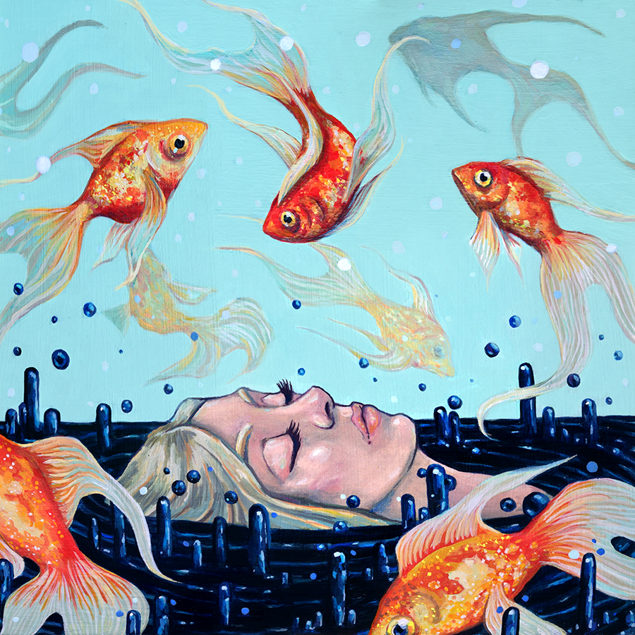 Slumber /© Megan Frauenhoffer / acrylics on wood panel.