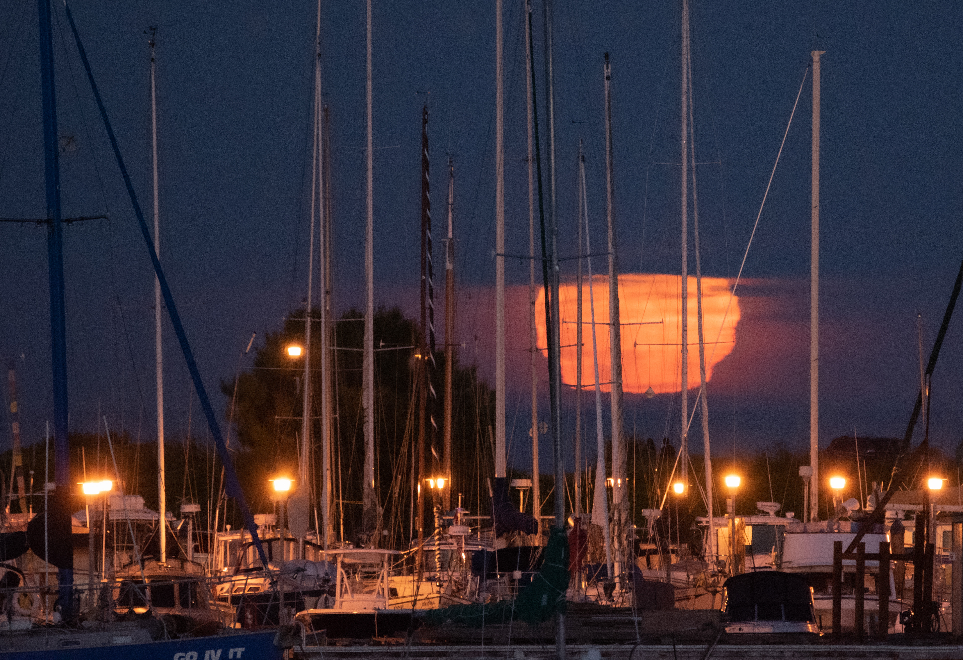 Summer moon over Oak Bay Marina.