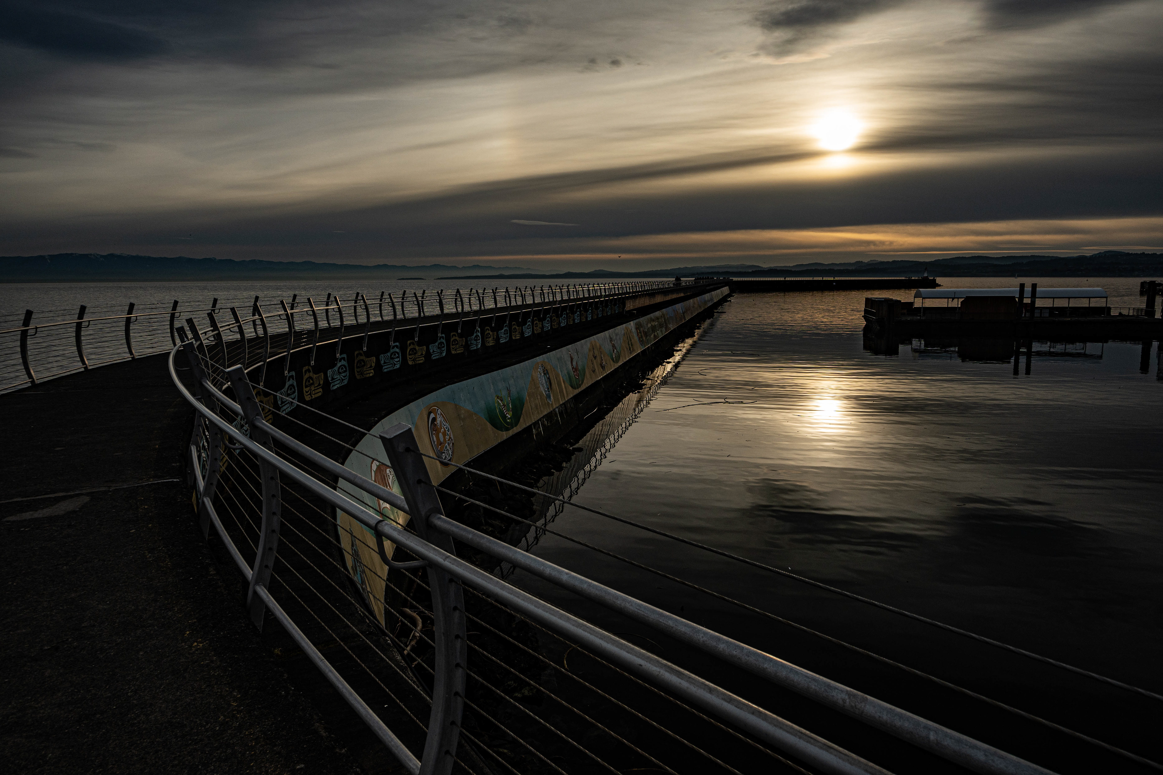 Foggy breakwater, Vancouver Island