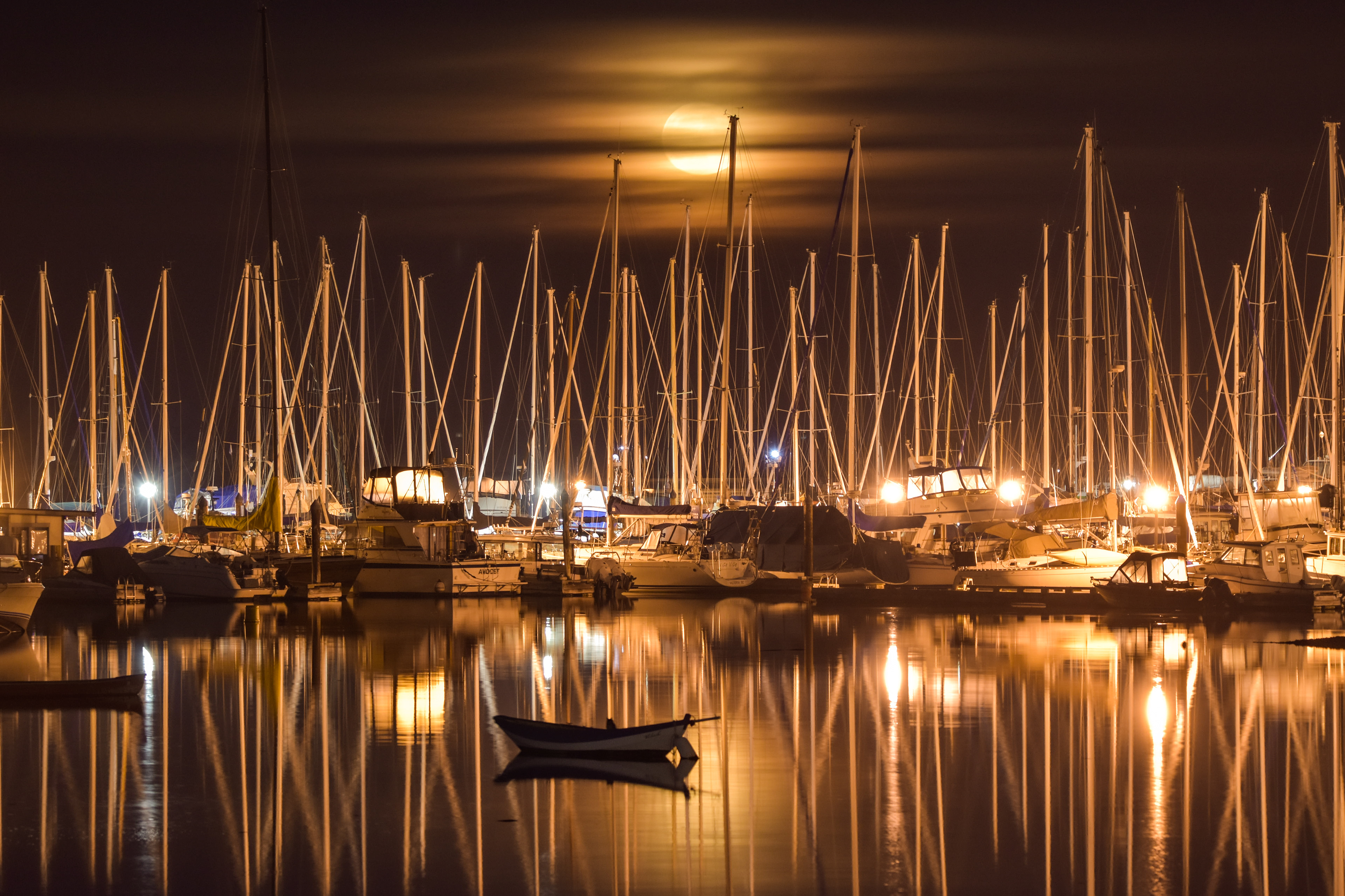 Moon over the Oak Bay Marina in Victoria