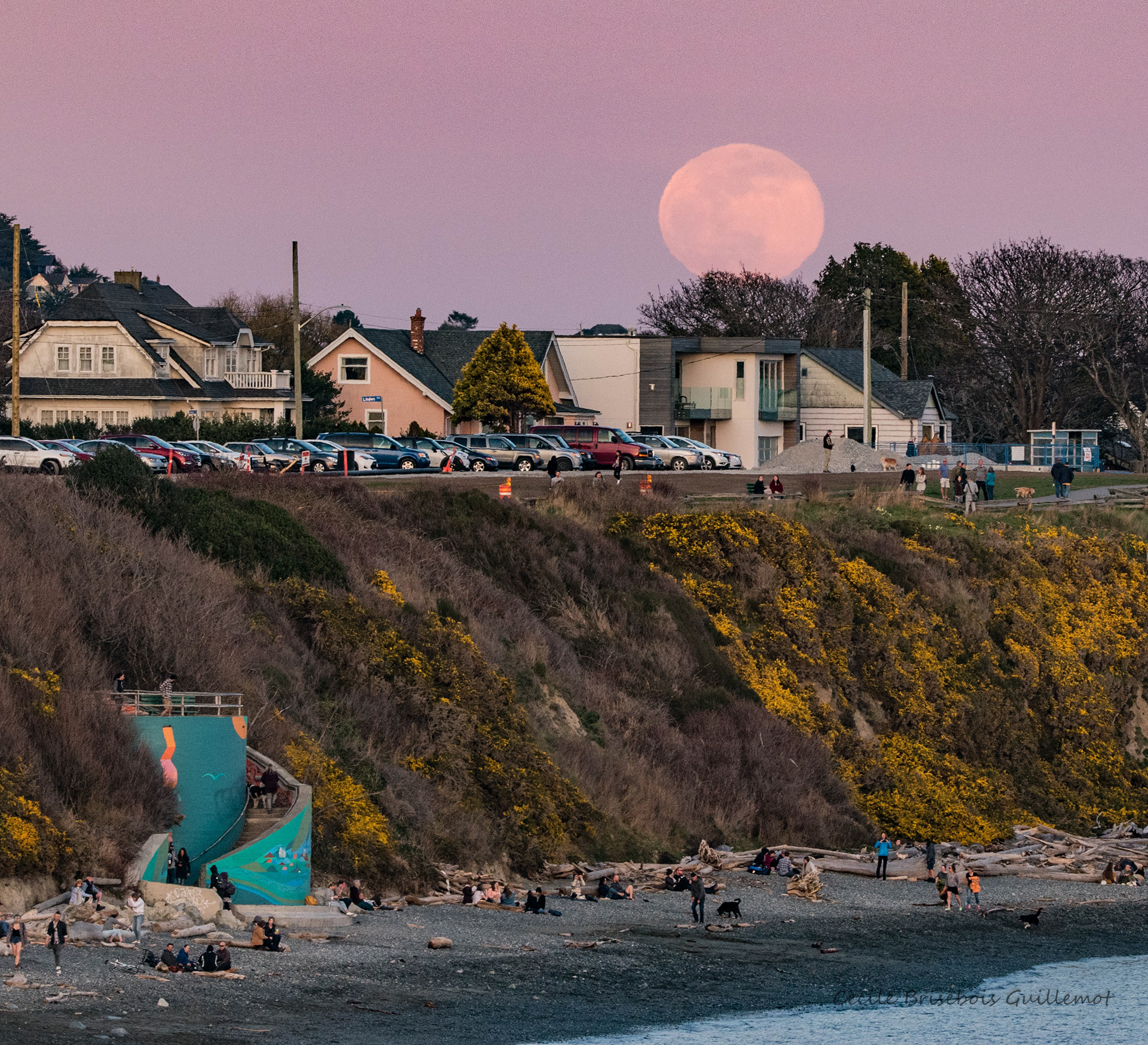 Moon rising over Beach Drive.