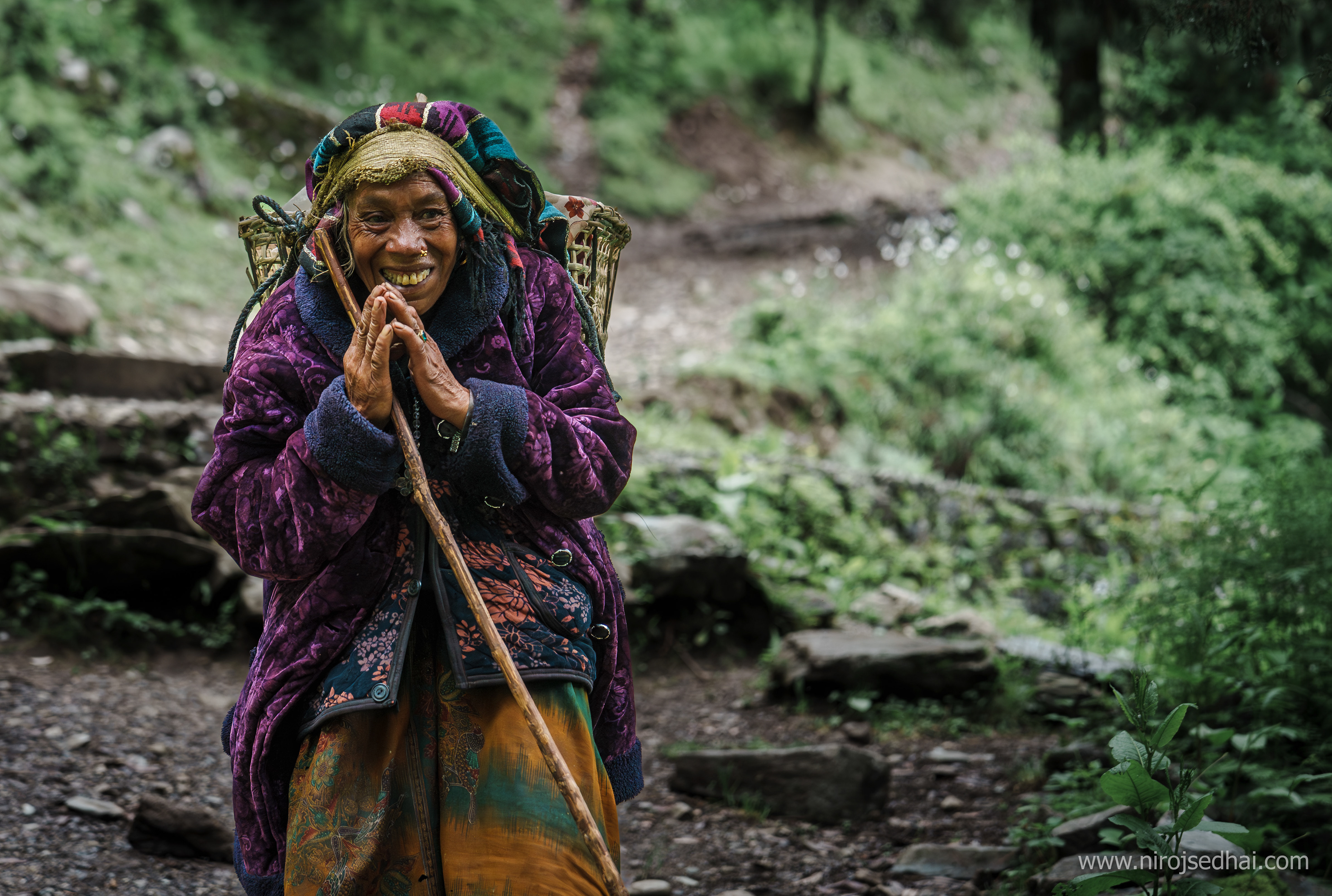Wife of a shepherd coming down from the pastureland to Dhorpatan