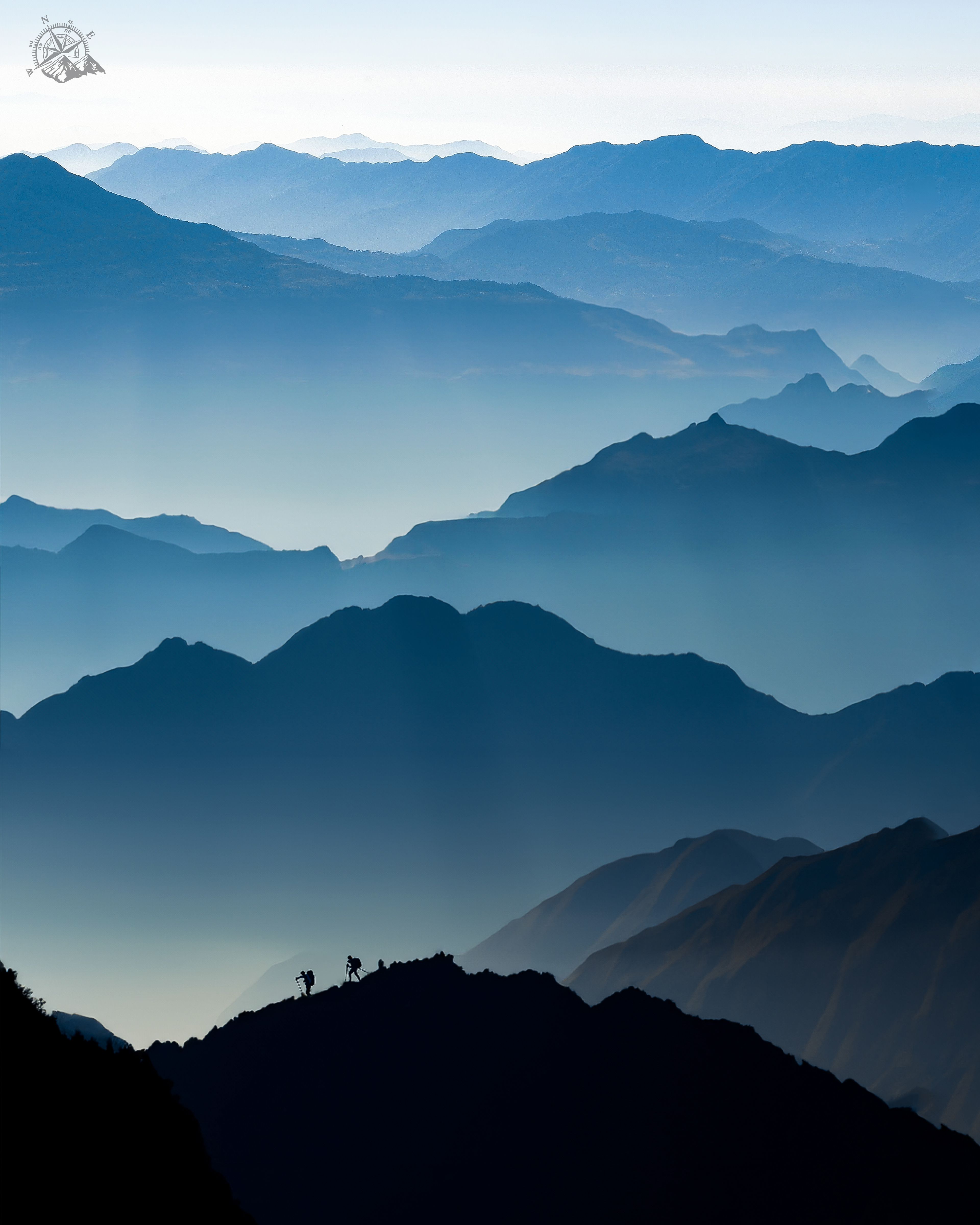 Trekkers descending down the Higher himalayas