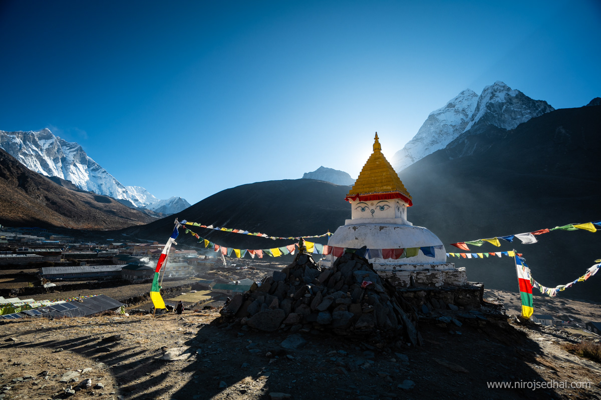 Early morning glow in Dingboche village