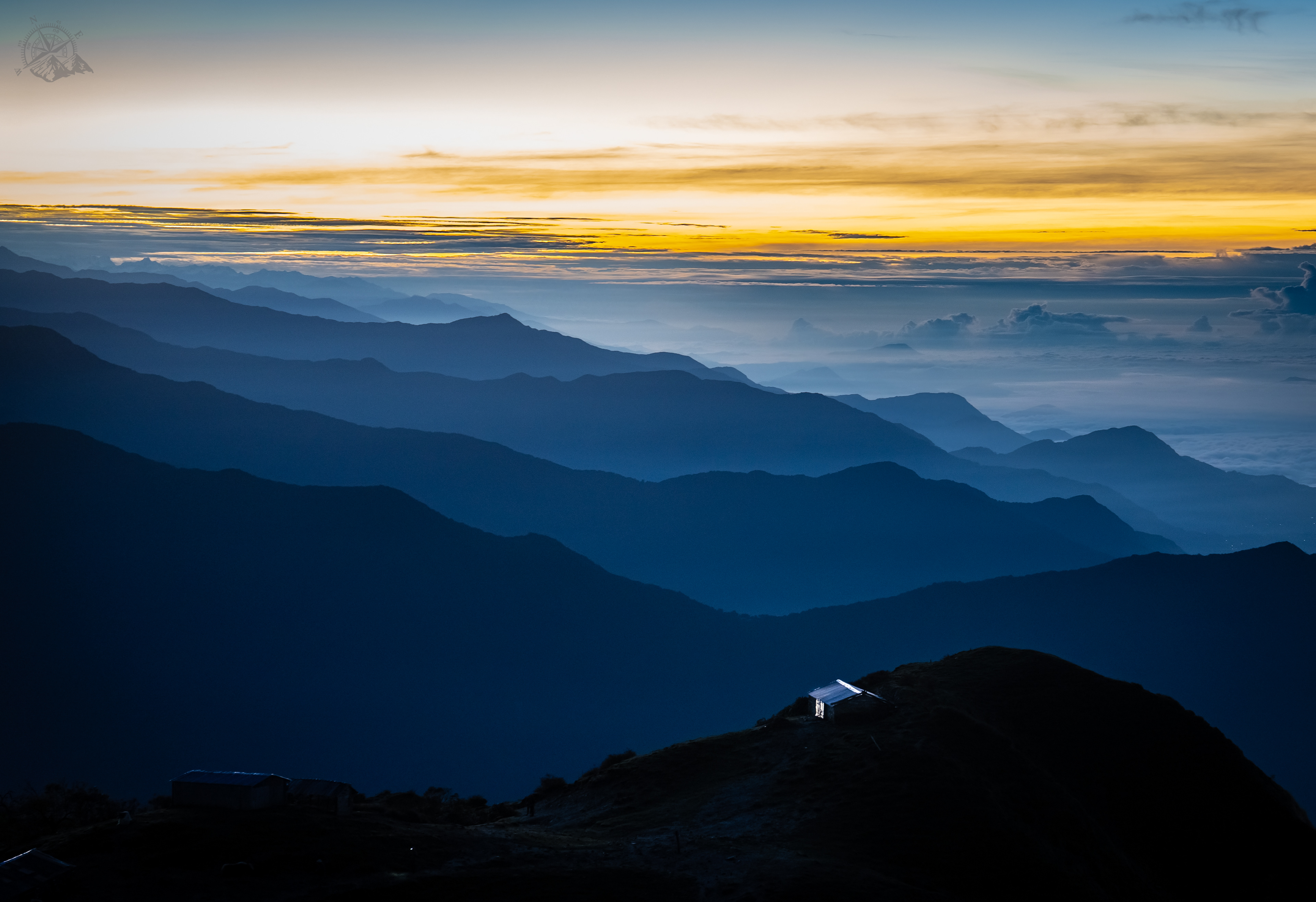 Layers of Mid hills below Annapurna and Mansiri Himalayas