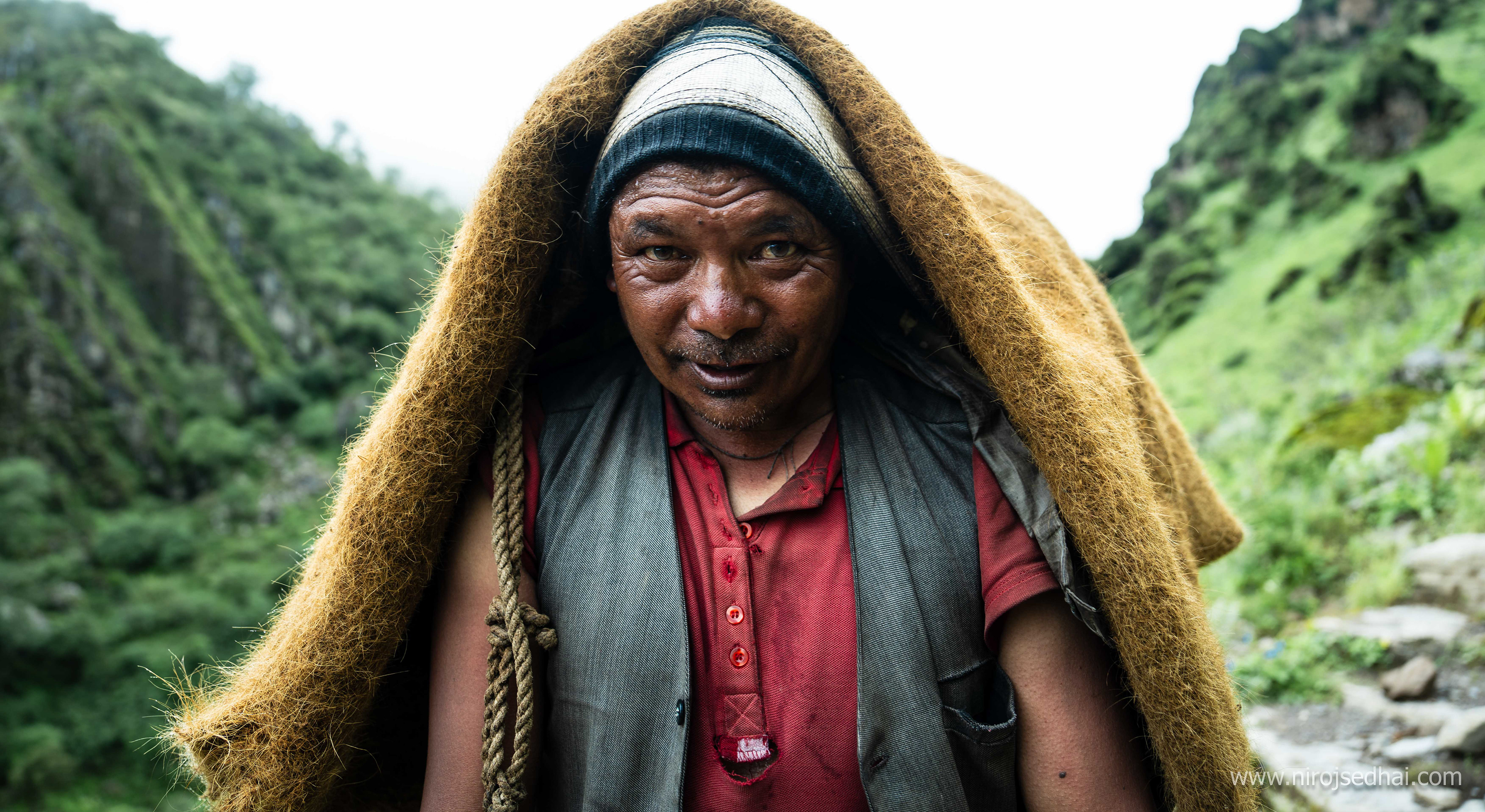 Shepherd with his traditional blanket made from the wool of goat