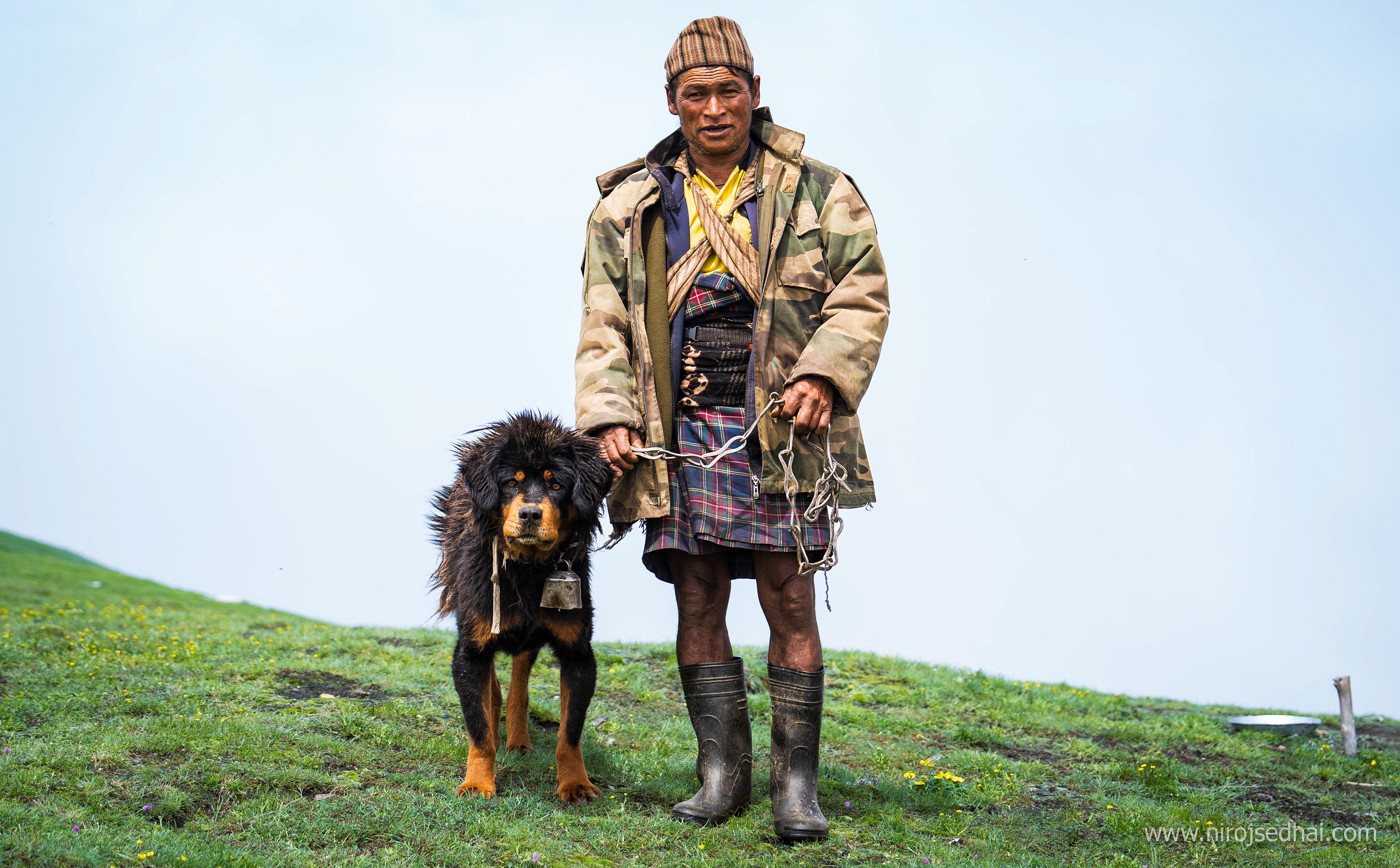 Shepherd with his dog in Tikdhara pastureland