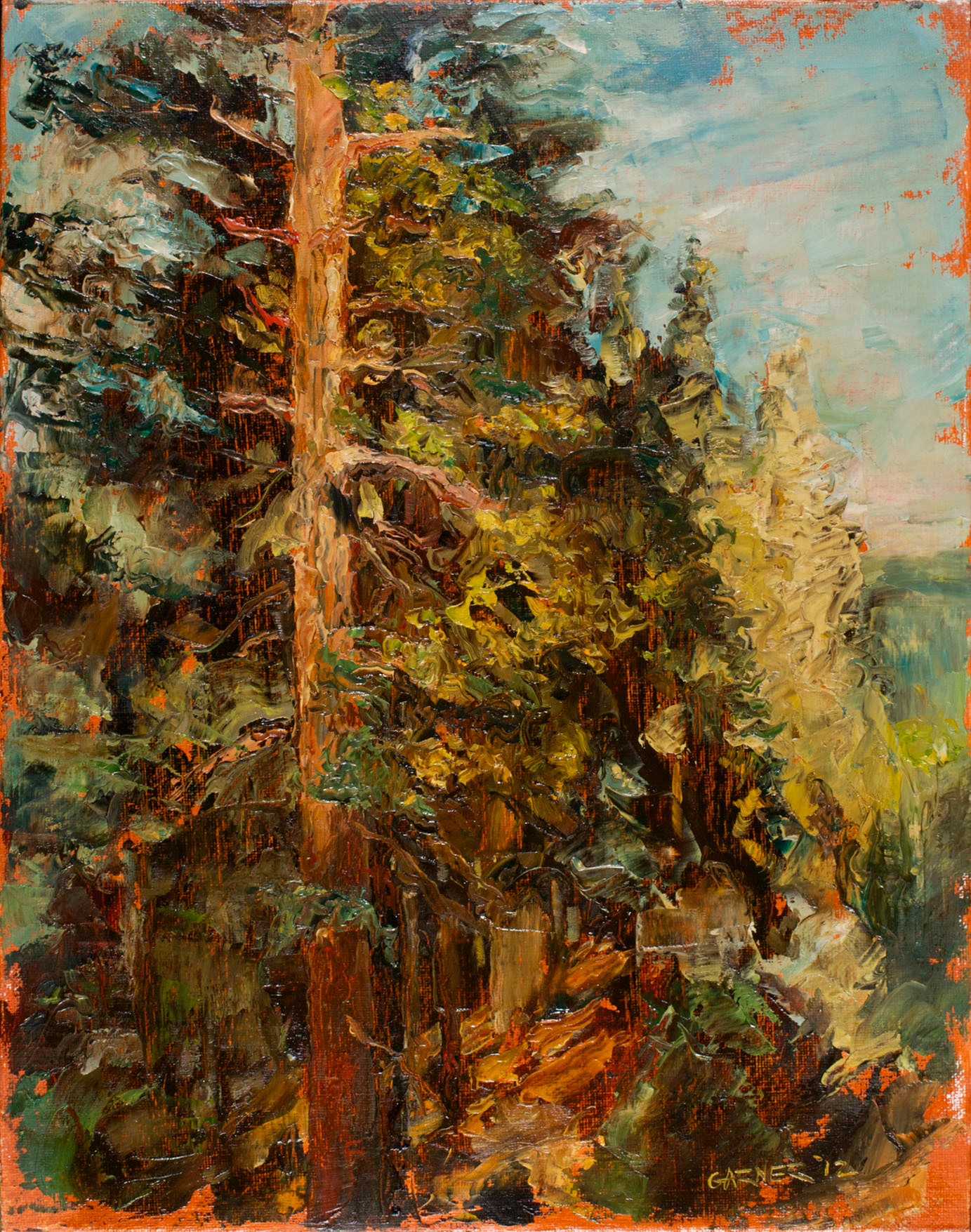 Pines at Arrowhead, 2012, oil on canvas panel, 14" X 11"