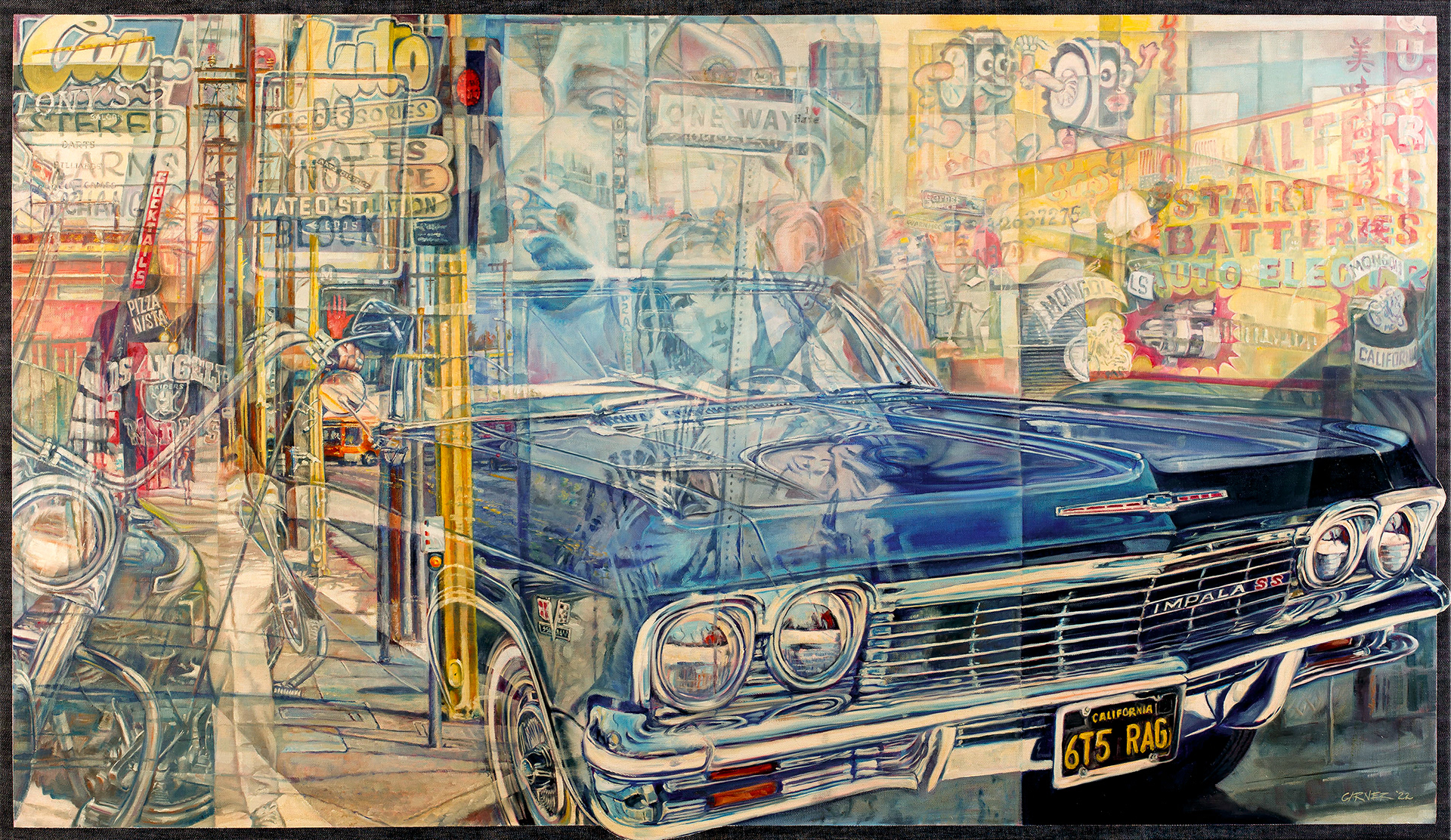 Chevy Impala, 2022, oil on denim, 56" X 32" Sold