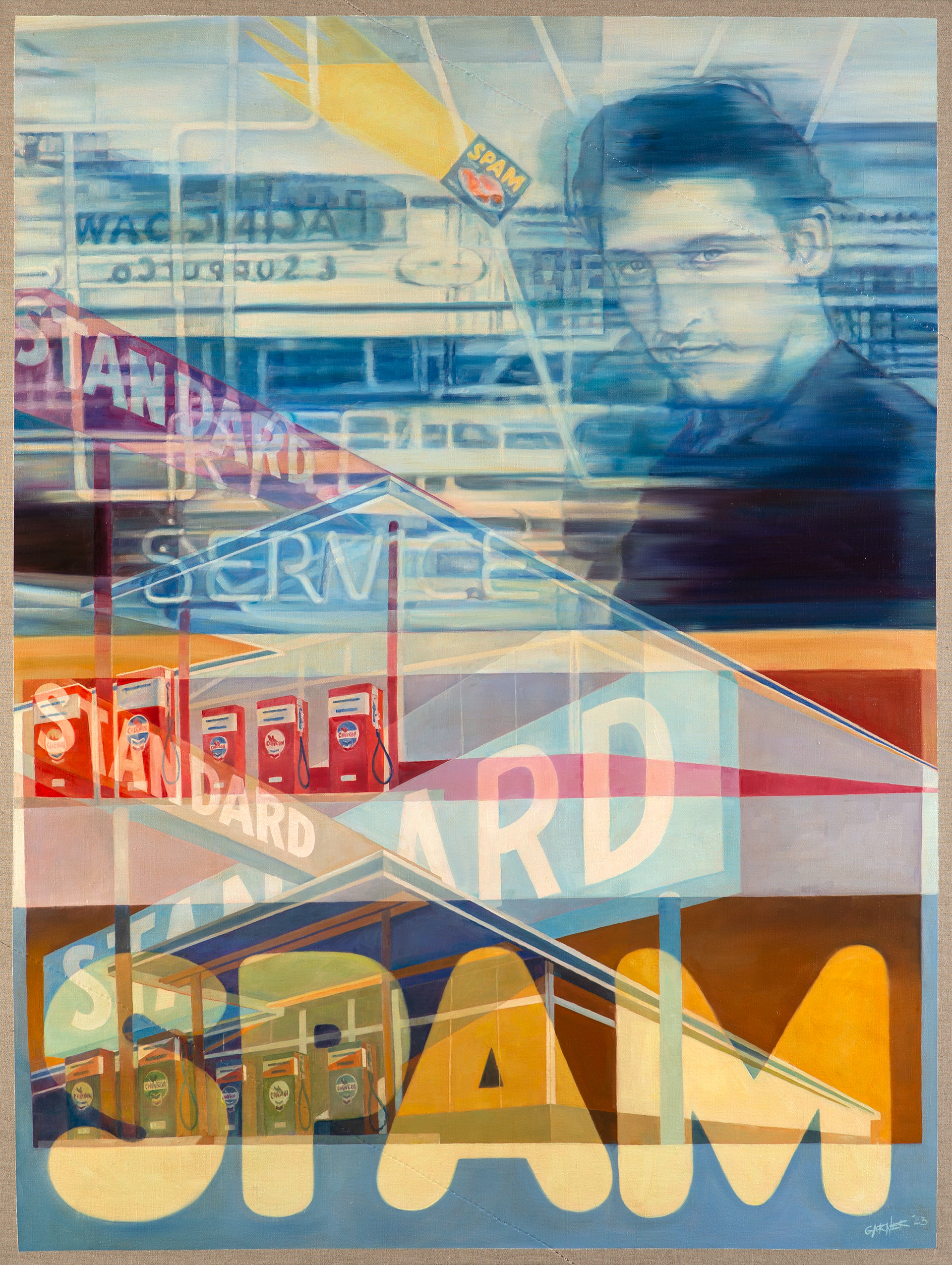 Ruscha, 2023, oil on linen, 36"x48"