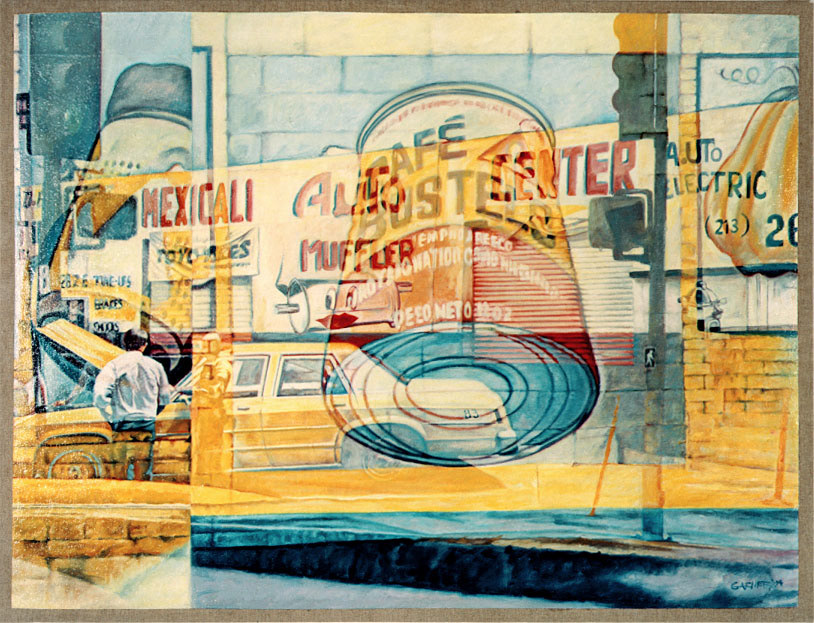 Auto Center 1994, Oil on linen 100 x 130 cm.  Sold