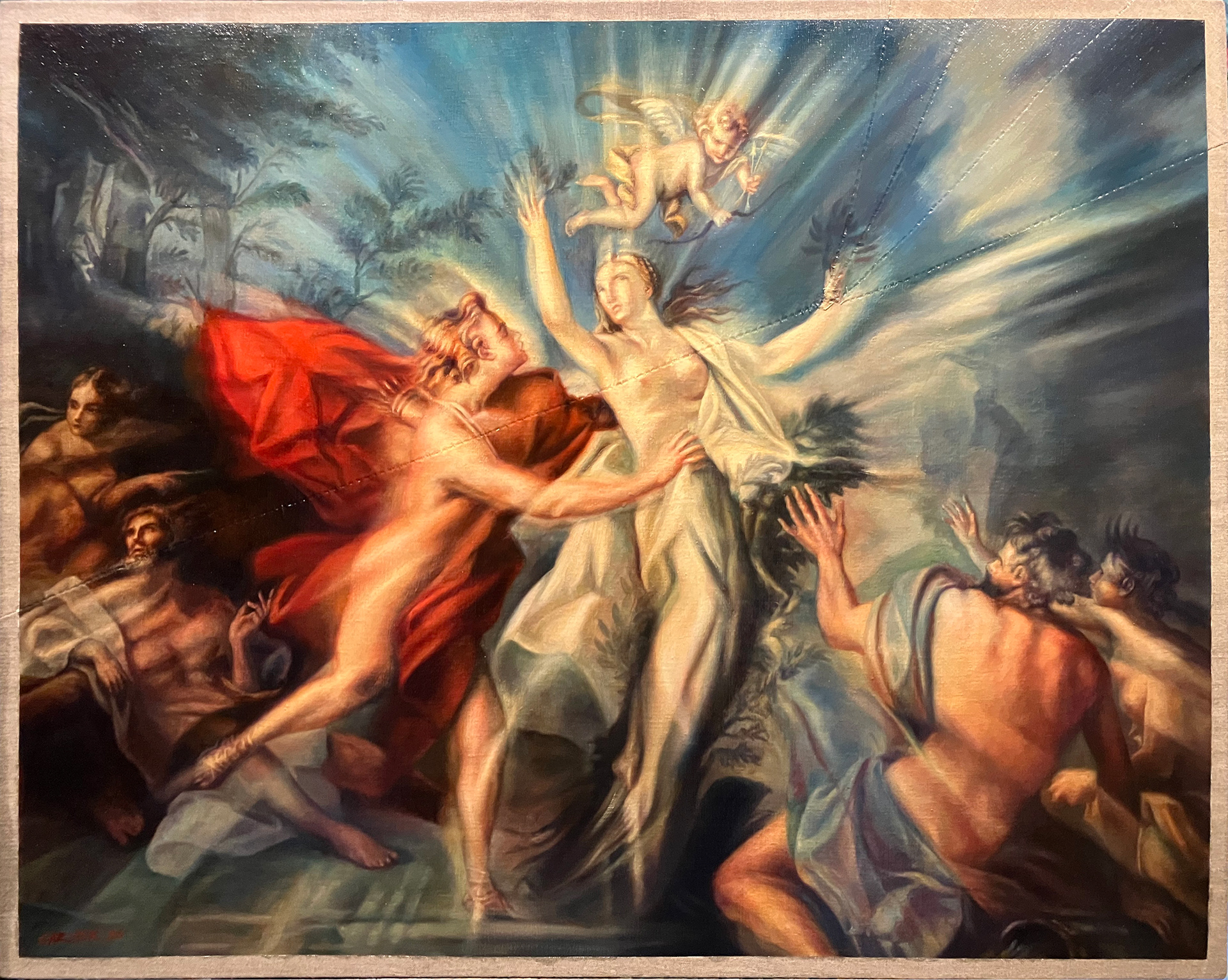 Apollo and Daphne (after Angeletti),2025, Oil on linen, 40"x32"