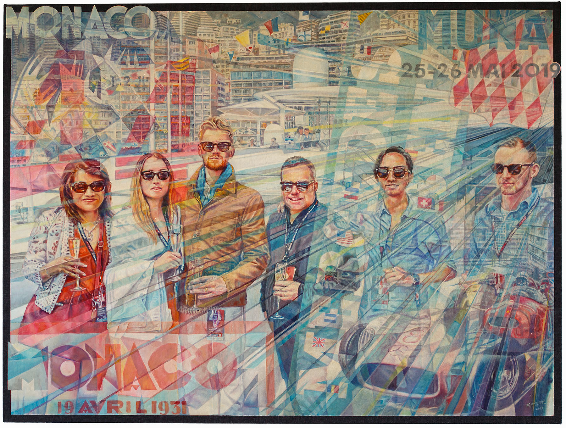 Robert Corbin Family 56 x 42 Oil on Denim Commission