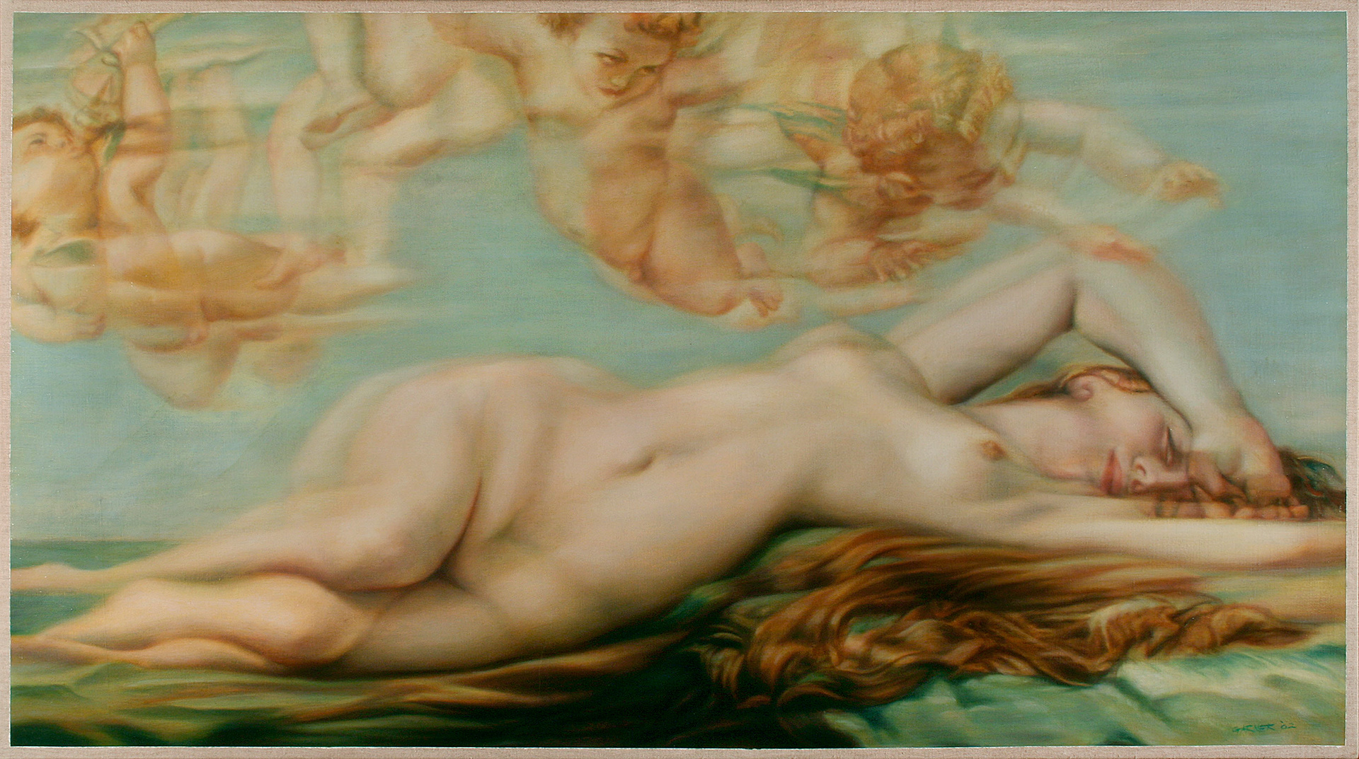 Birth of Venus (after Cabanel), 2002, oil on linen, 54" X 30"