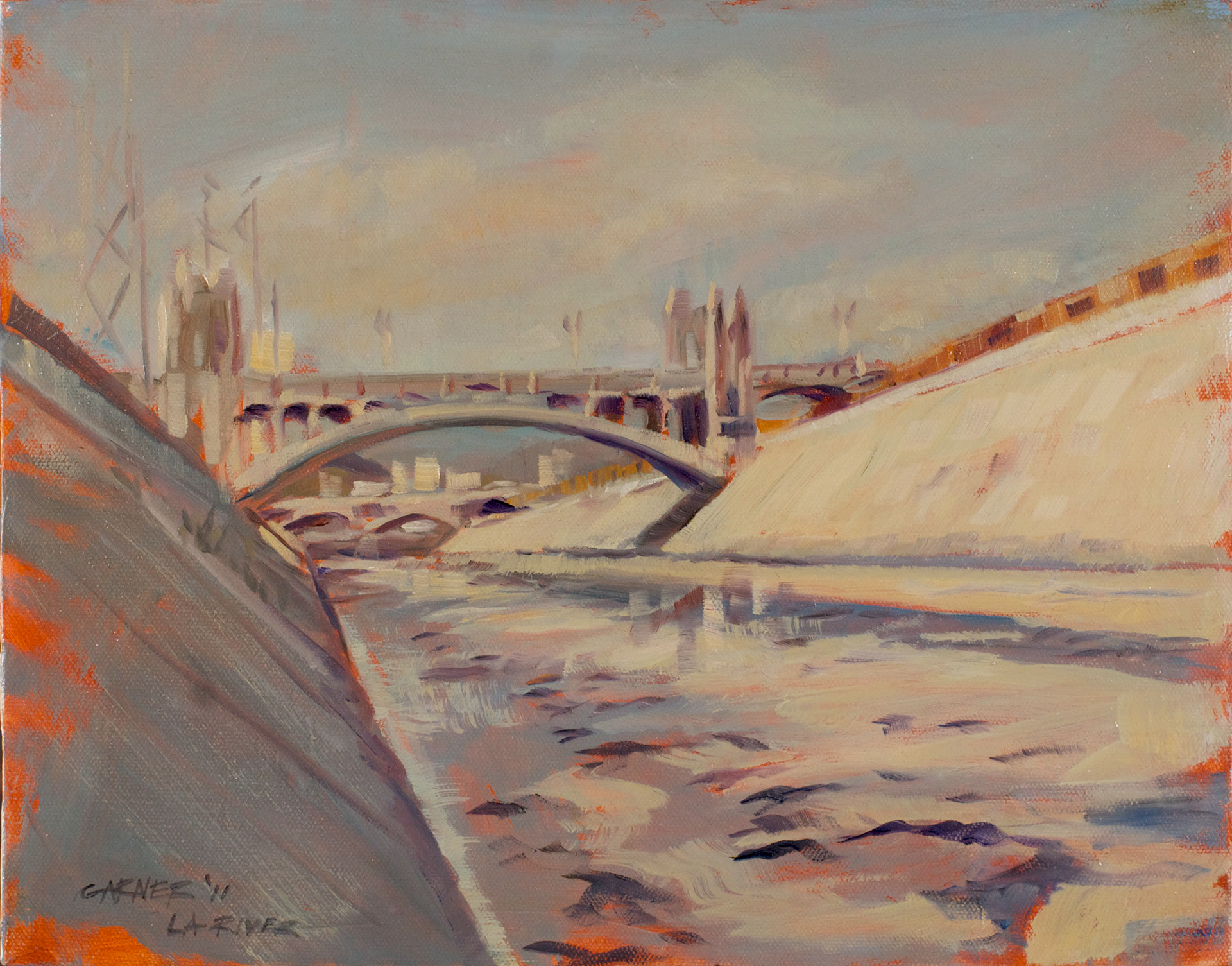 4th St Bridge from LA River, 2011, oil on canvas, 14" X 11"