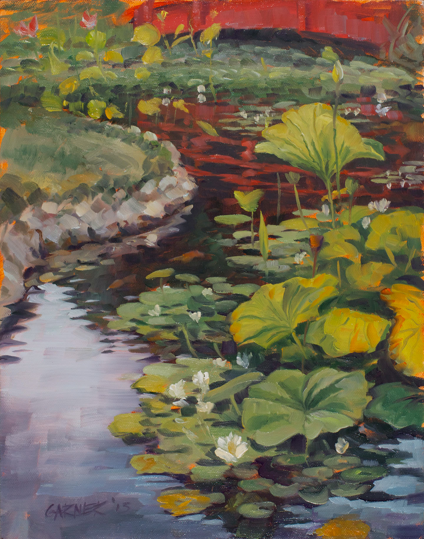 Lotus Pond, 2013, oil on canvas panel, 11" X 14"