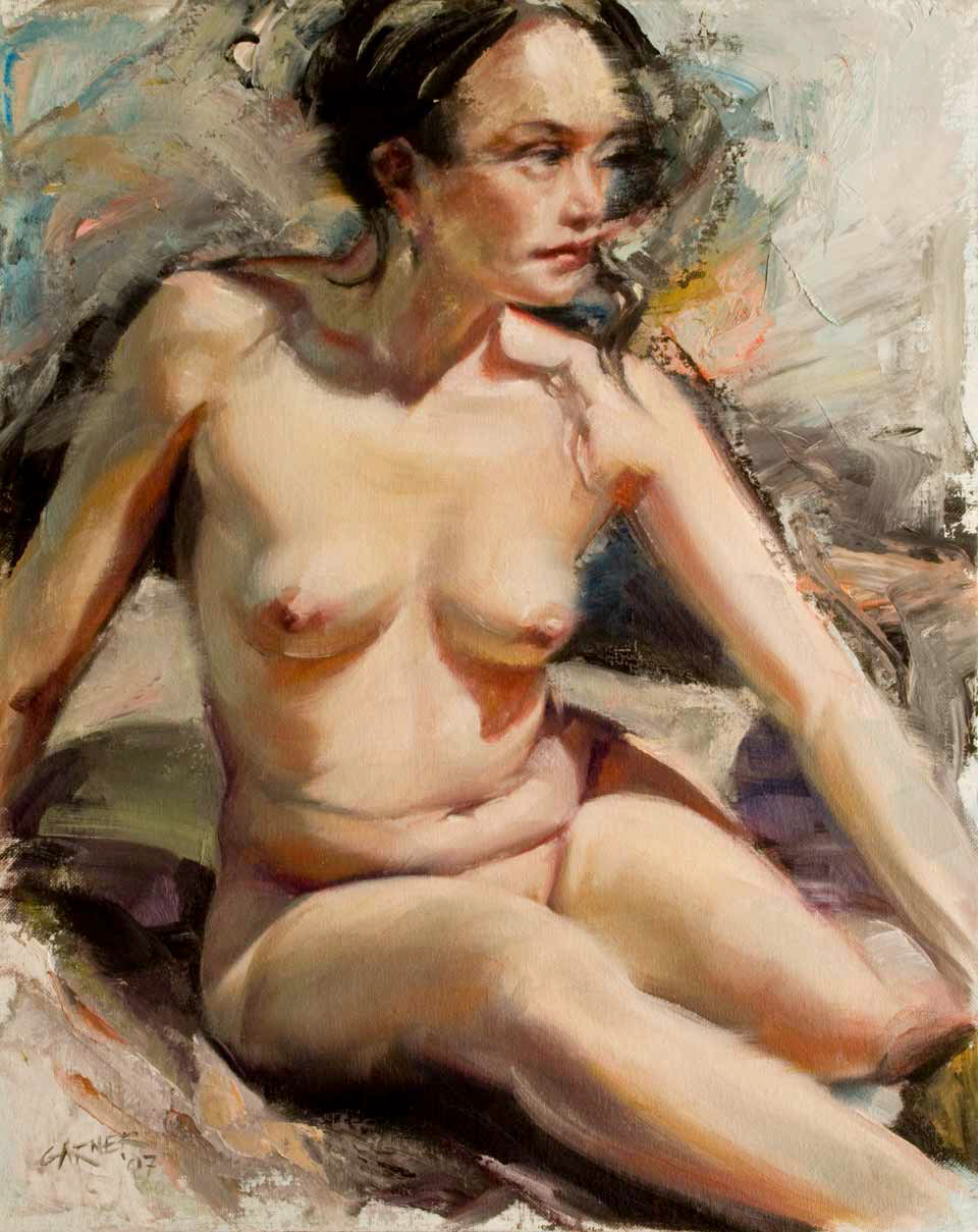 Sitting Nude Study, 2007, oil on panel, 16" X 20"