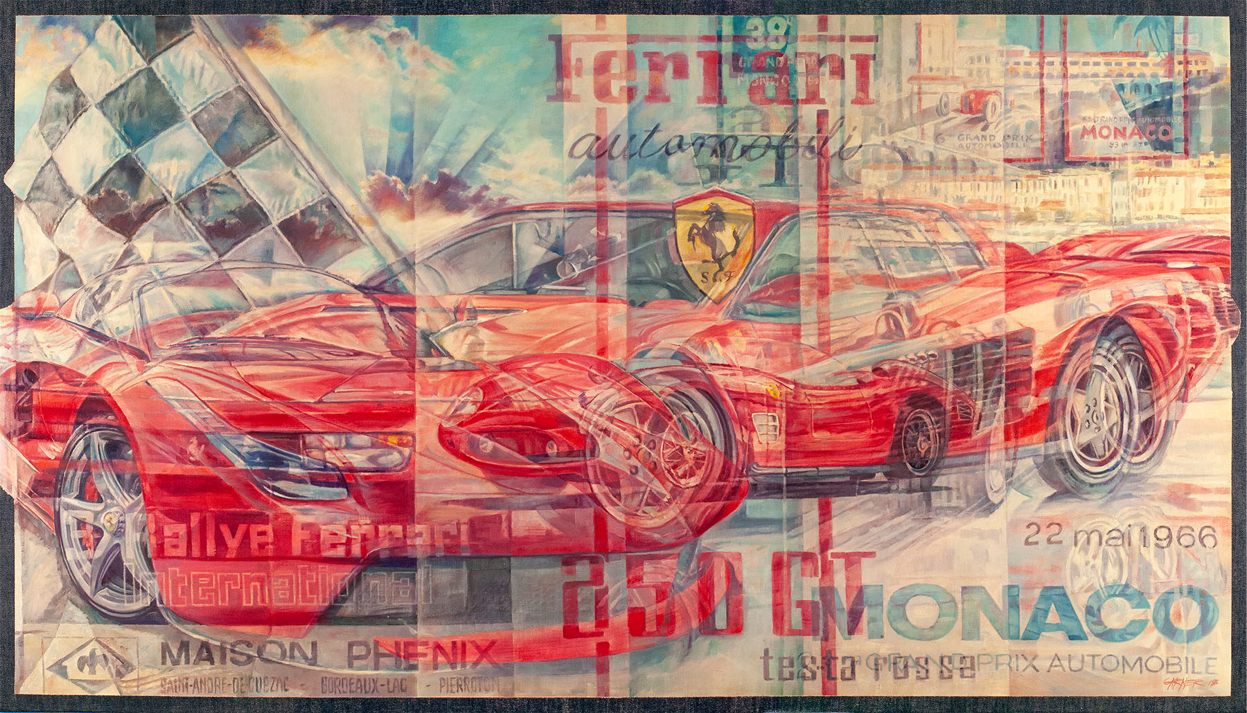 Ferrari Automobili, 2018, oil on denim, 56 x 32