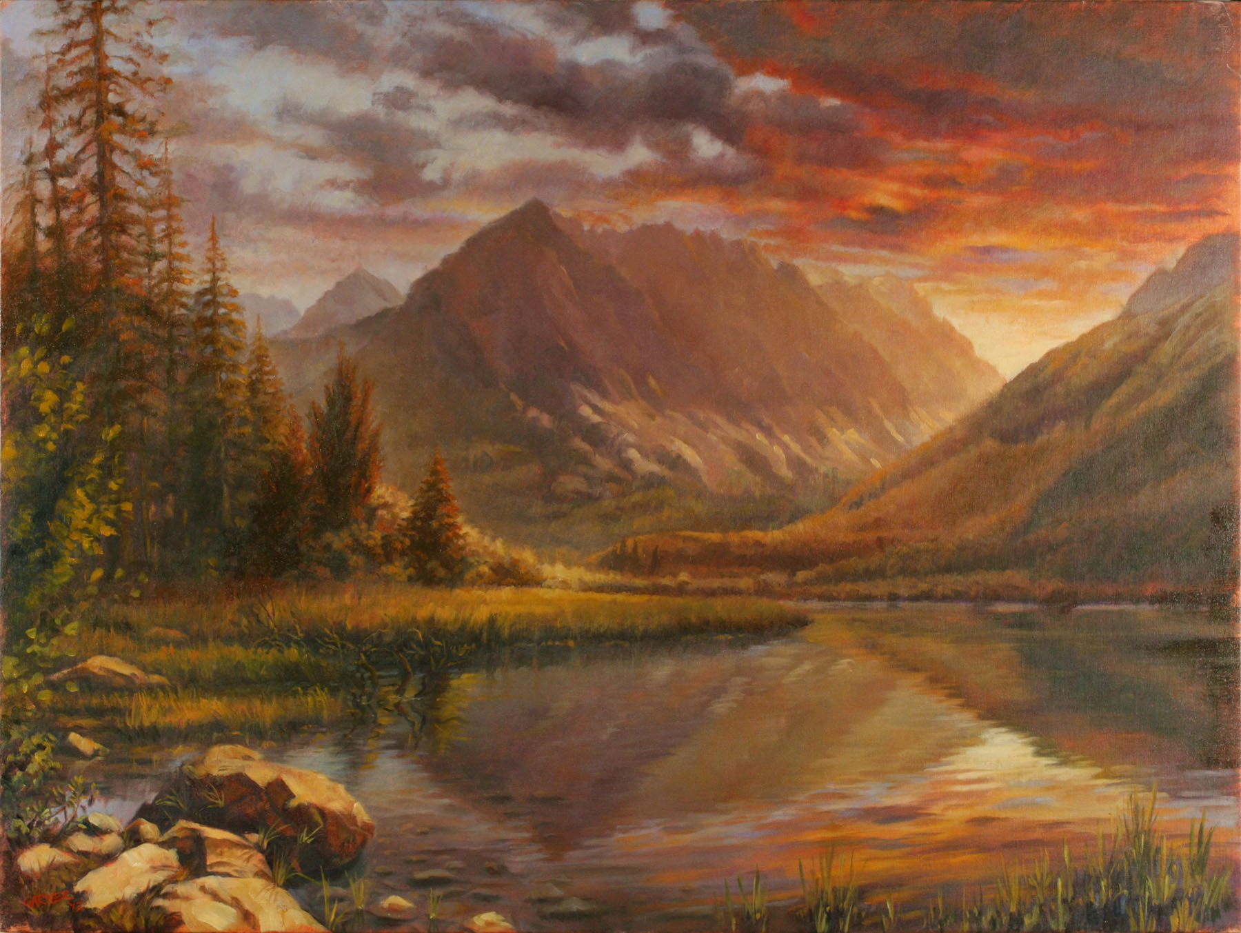 North Lake at Dusk, 2012, oil on canvas board, 24 X 18".