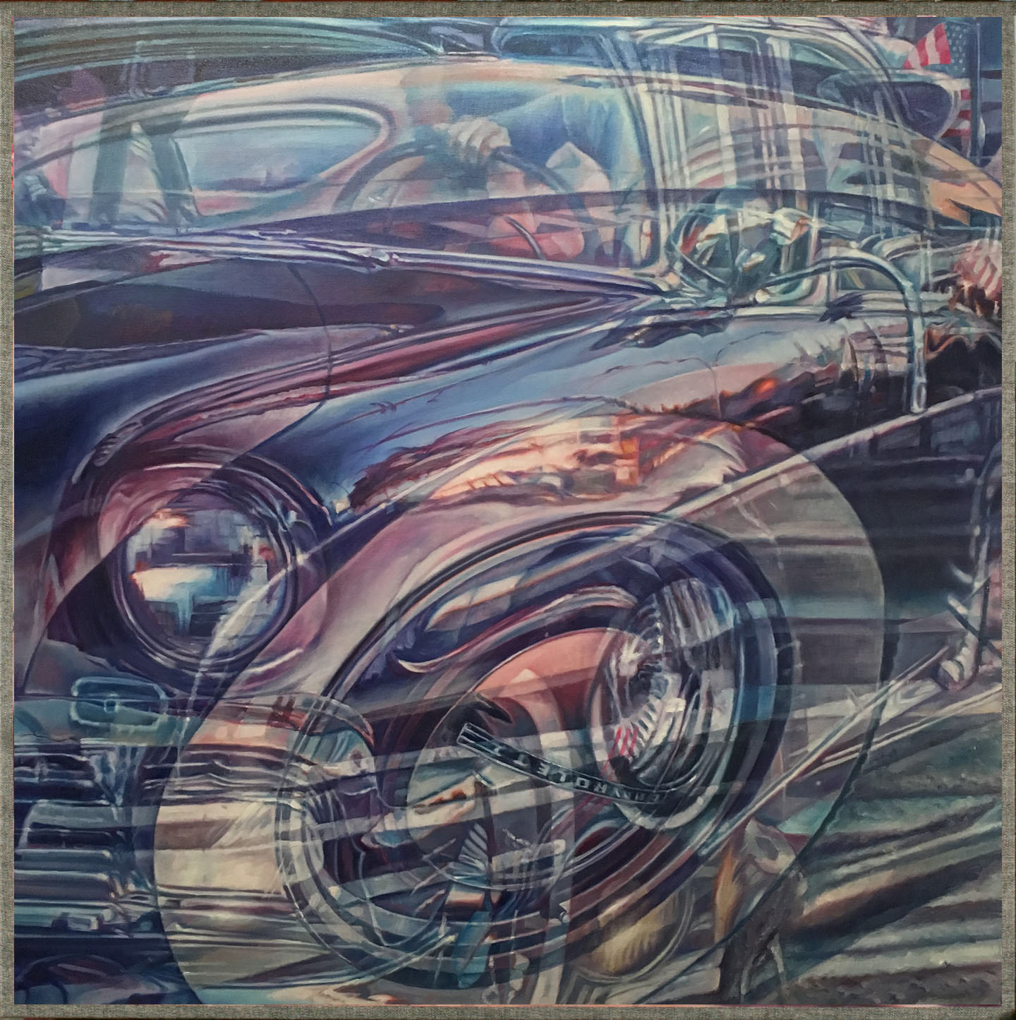 Chevrolet, 2016, oil on denim, 36 x 36