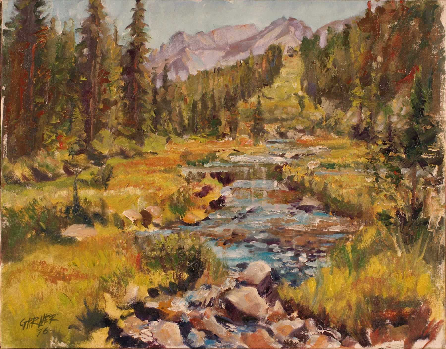 Mosquito Flats, Sierra Nevada, 2016, oil on canvas panel, 14" X 11"