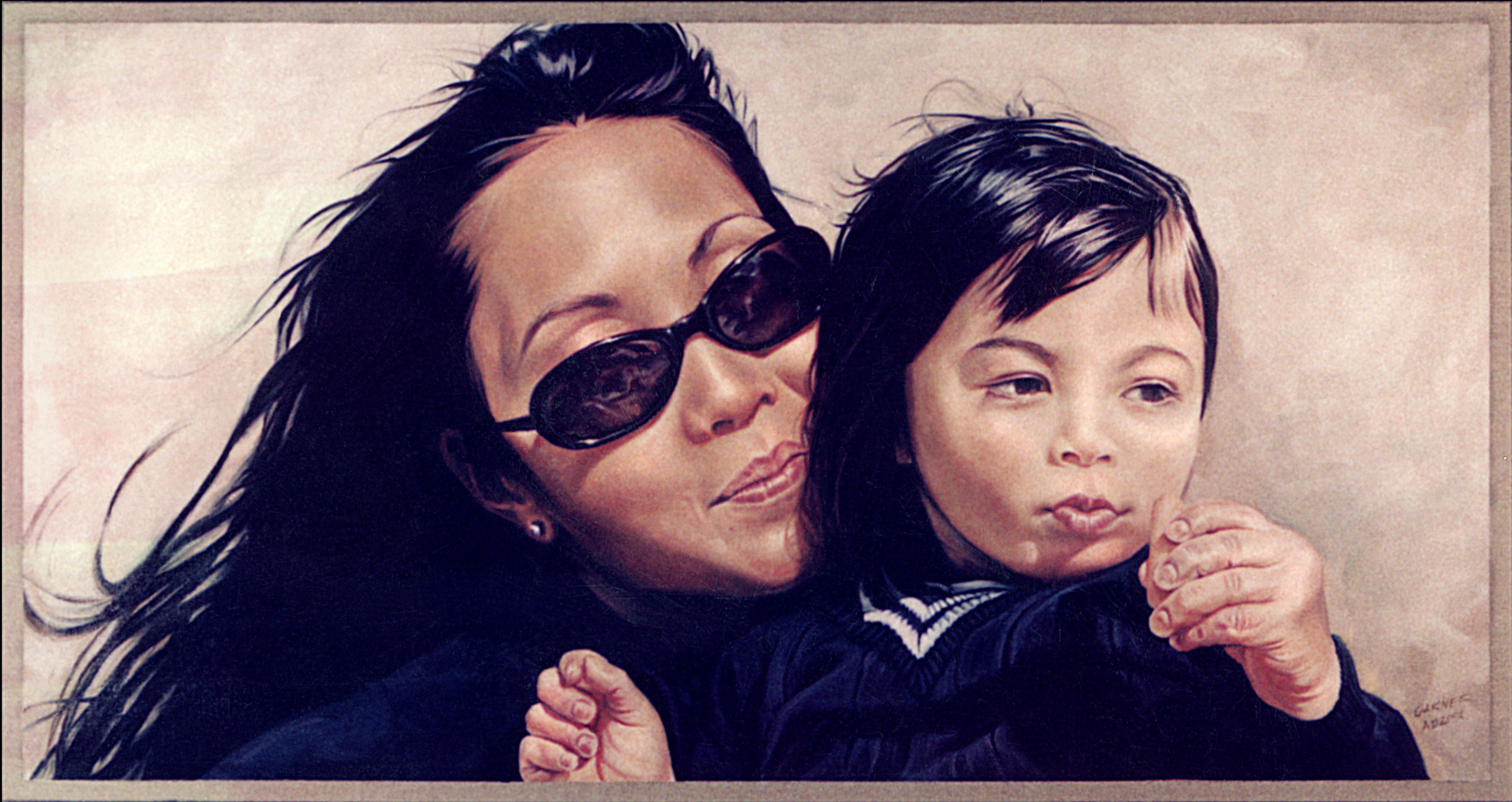 Ariana and Gianni, 2004, oil on linen, c. 60" X 30". Commission