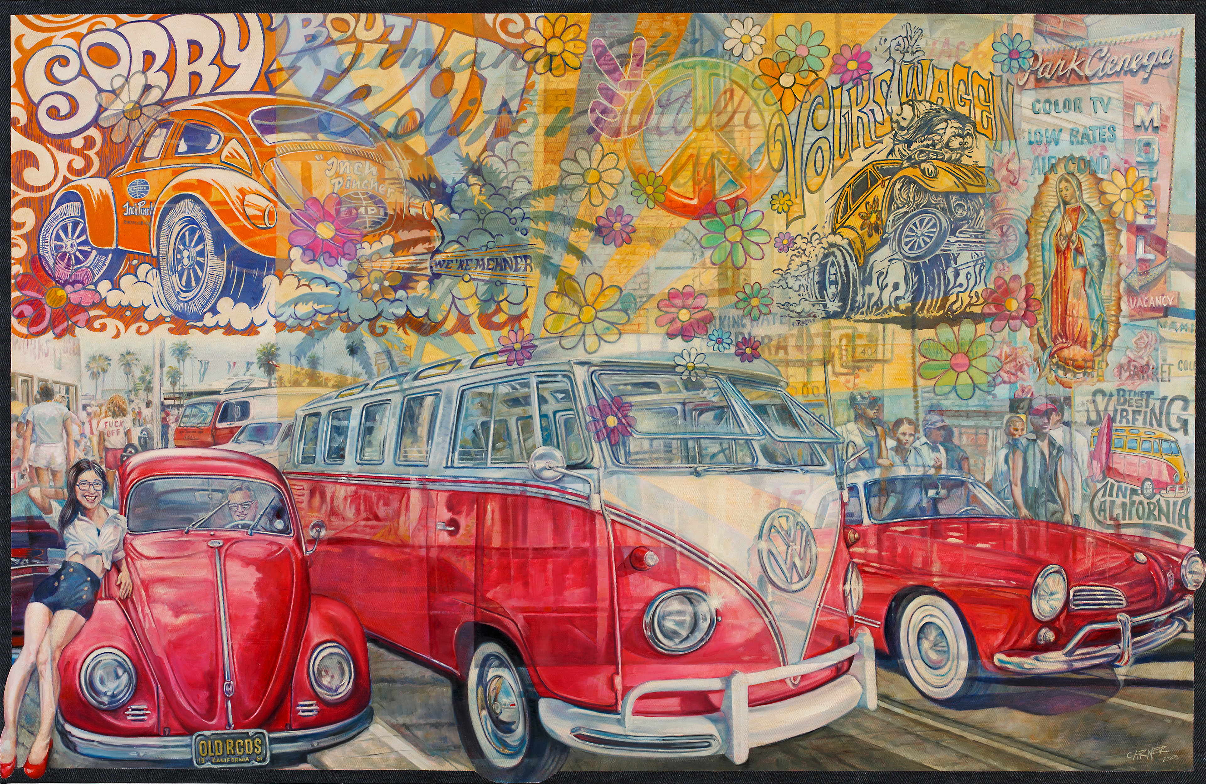VW (a portrait), 2023, Oil on Denim, 56" x 36"  sold