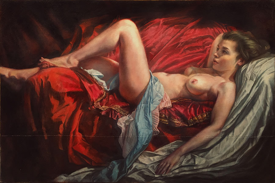 Reclining Nude, oil on linen, 36"x24" 2019