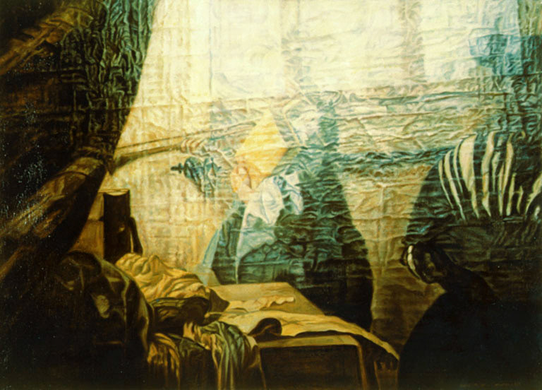 Window Pane (after Vermeer), 1991, oil on linen, 110 X80 cm.