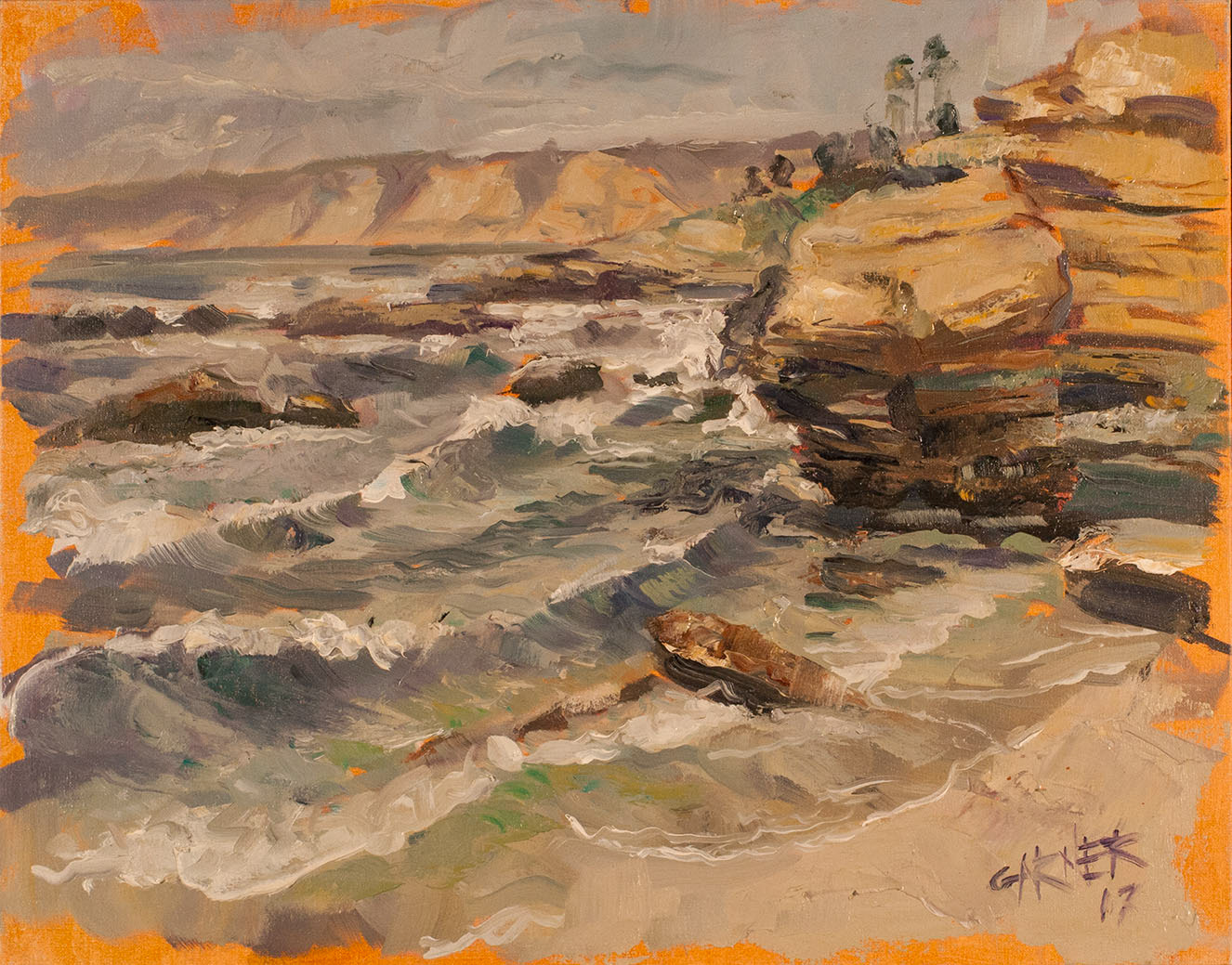La Jolla on a Cloudy day, 2017, oil on canvas panel, 14" X 11"