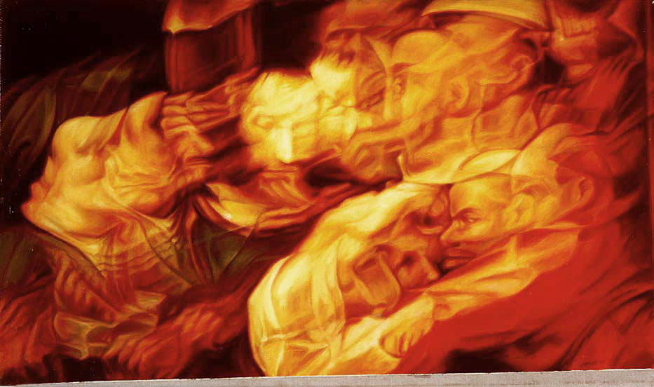 Via (after Hieronynous Bosch), 1992, oil on linen, 110 X 65 cm.