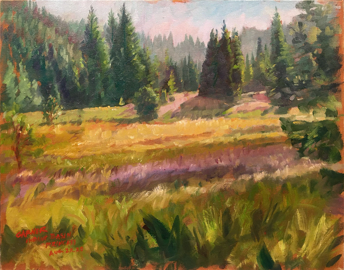 Indian Basin, Princess Camp, Sequoia, oil on canvas, 14" X 11"