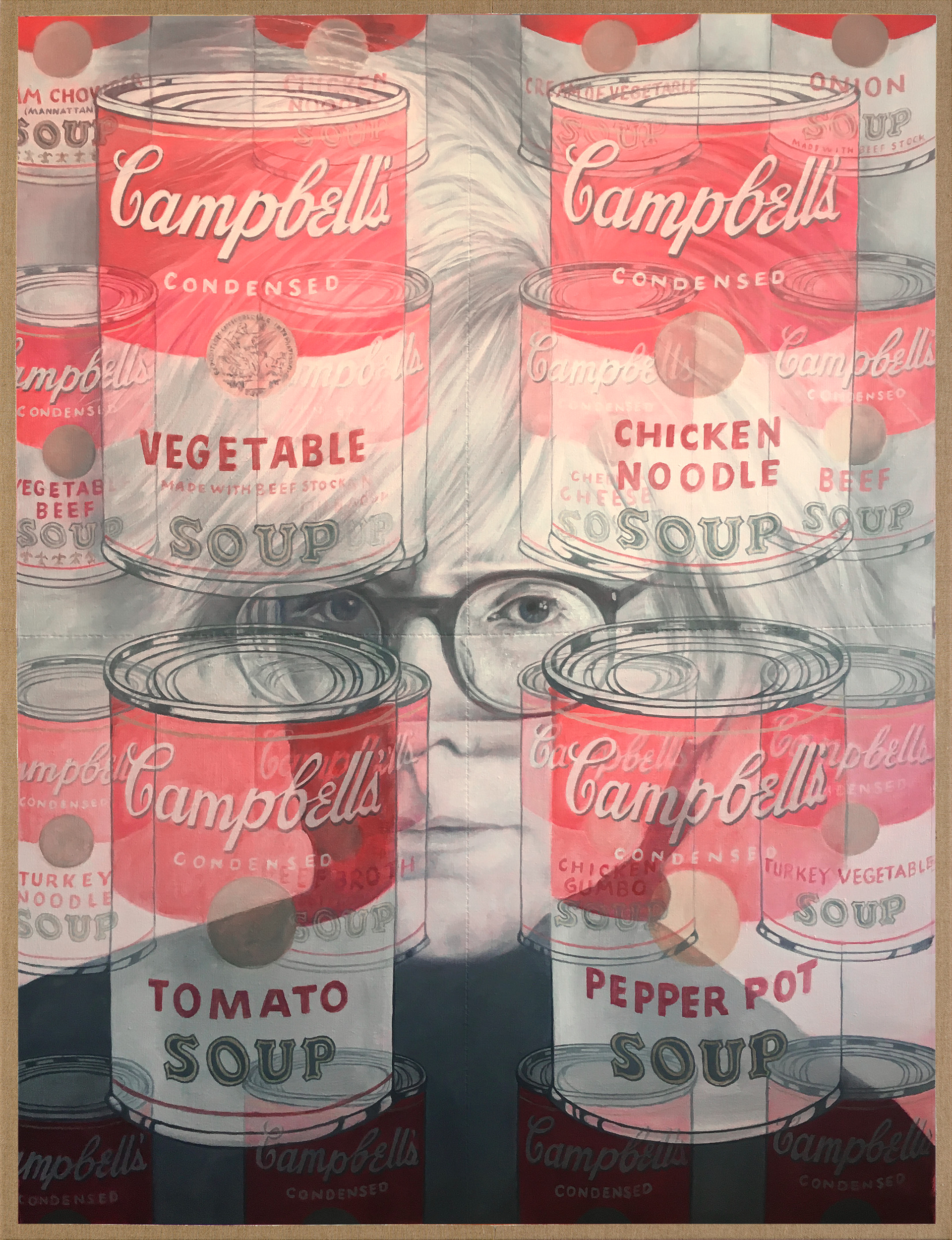 Warhol Soup, 2023, oili on linen, 36x48"